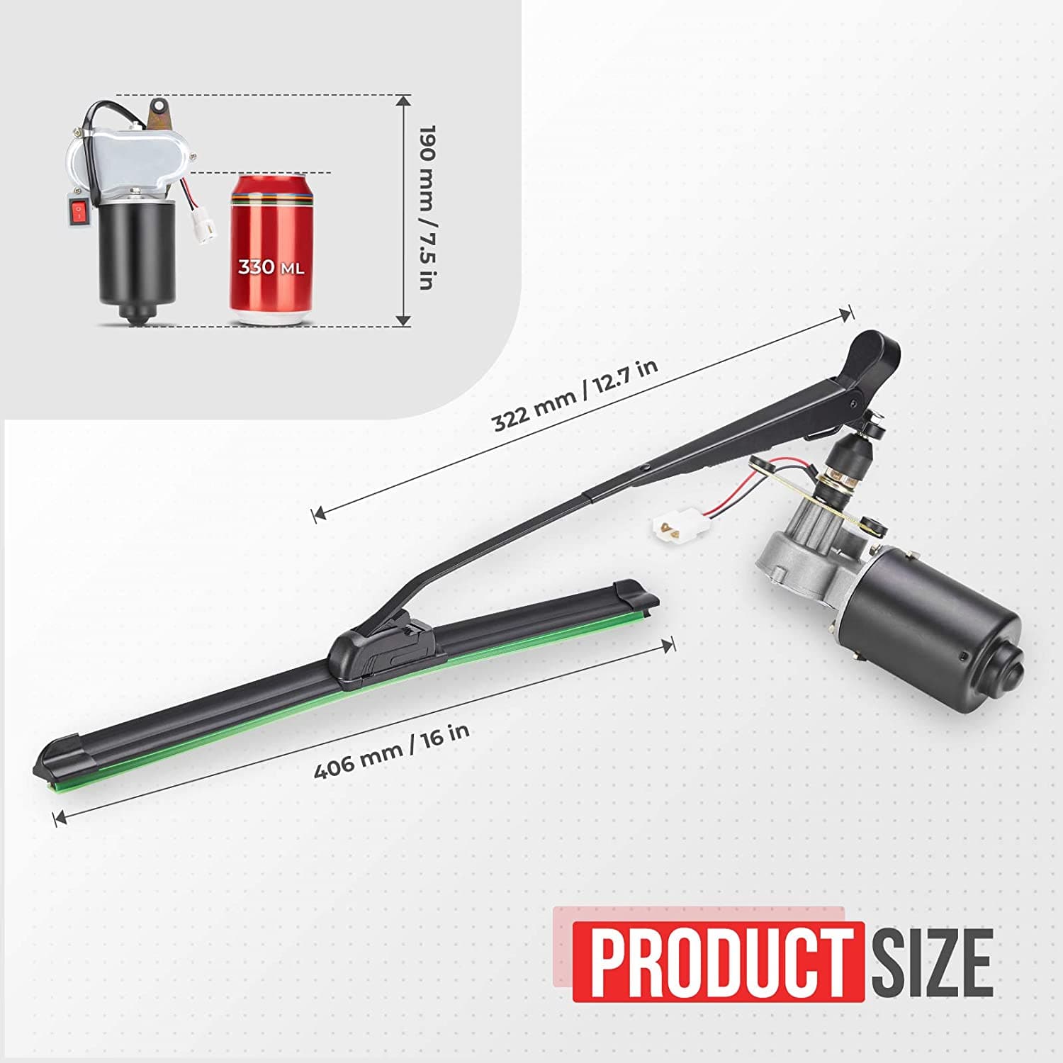 Photo of 12V Electric Windshield Wiper Kit for most UTV by Kemimoto - Premium for UTVs / Side by Sides