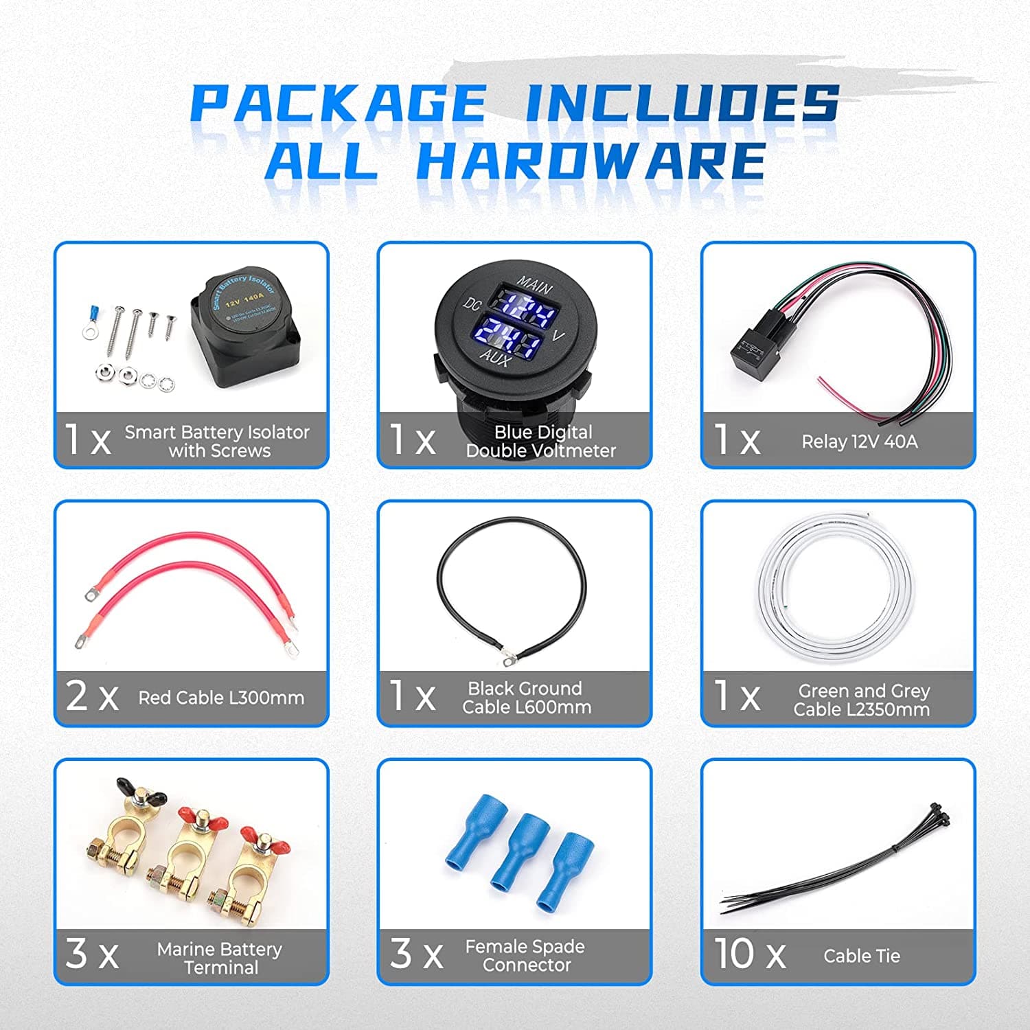 Photo of UTV ATV Dual Battery Isolator Kit 12V 140AMP by Kemimoto - Premium for UTVs / Side by Sides