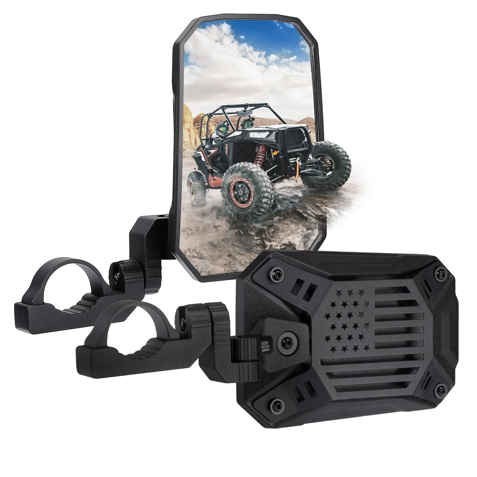 Photo of UTV Aluminum Side Mirrors for Polaris RZR/Can Am X3/Pioneer/Talon/Teryx/CFMOTO by Kemimoto - Premium for UTVs / Side by Sides