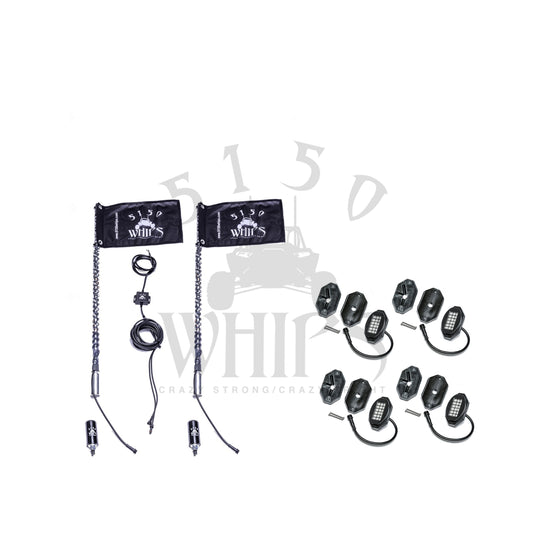 Photo of 5150 Whips Inc. 187 Whips and Rock Light Combo Kit by 5150 Whips Inc. - Premium LED Light Whips & Rock Lights for UTVs / Side by Sides