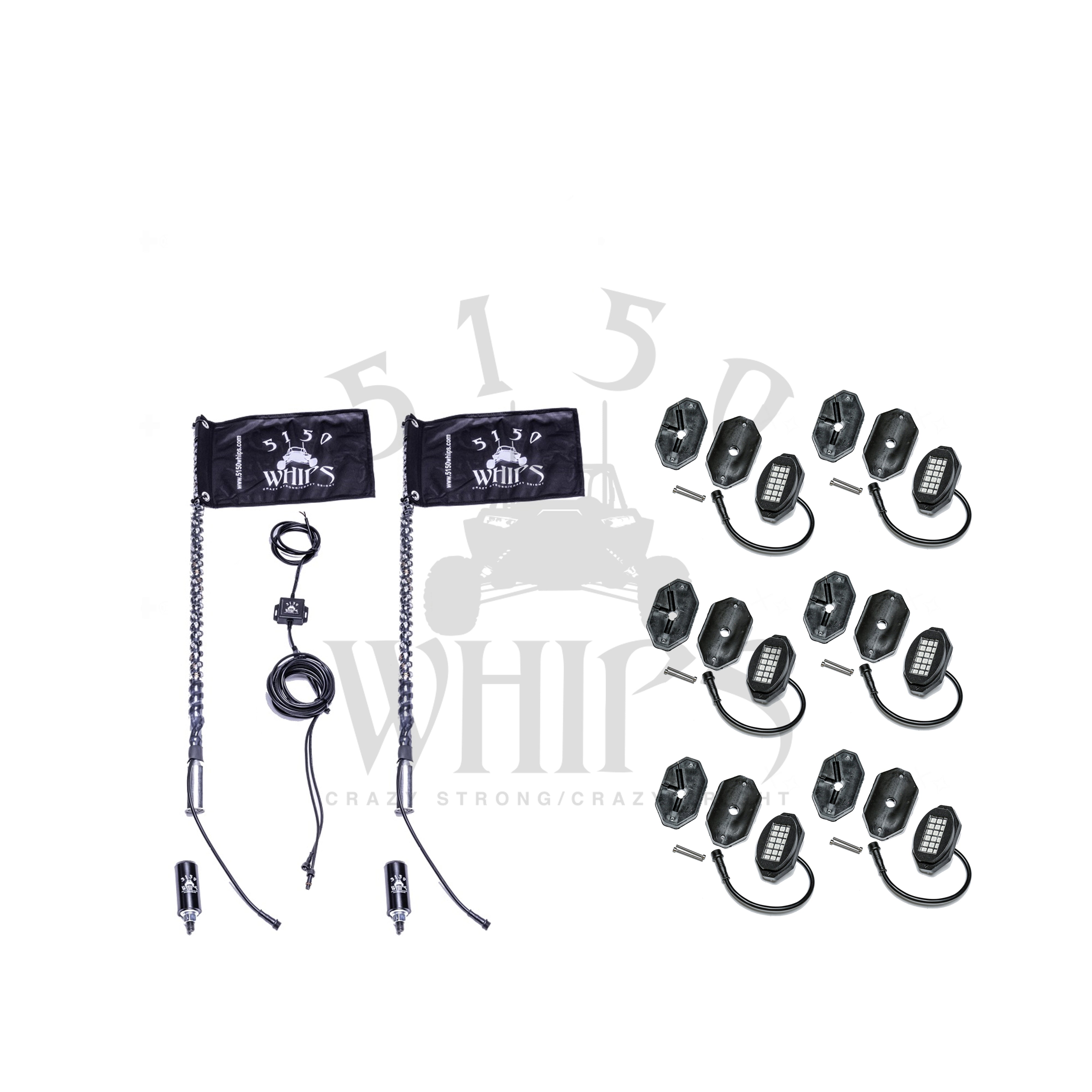 Photo of 187 Whips and Rock Light Combo Kit by 5150 Whips Inc. - Premium LED Whip for UTVs / Side by Sides