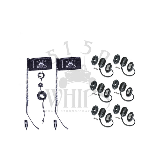 Photo of 5150 Whips Inc. 187 Whips and Rock Light Combo Kit by 5150 Whips Inc. - Premium LED Light Whips & Rock Lights for UTVs / Side by Sides