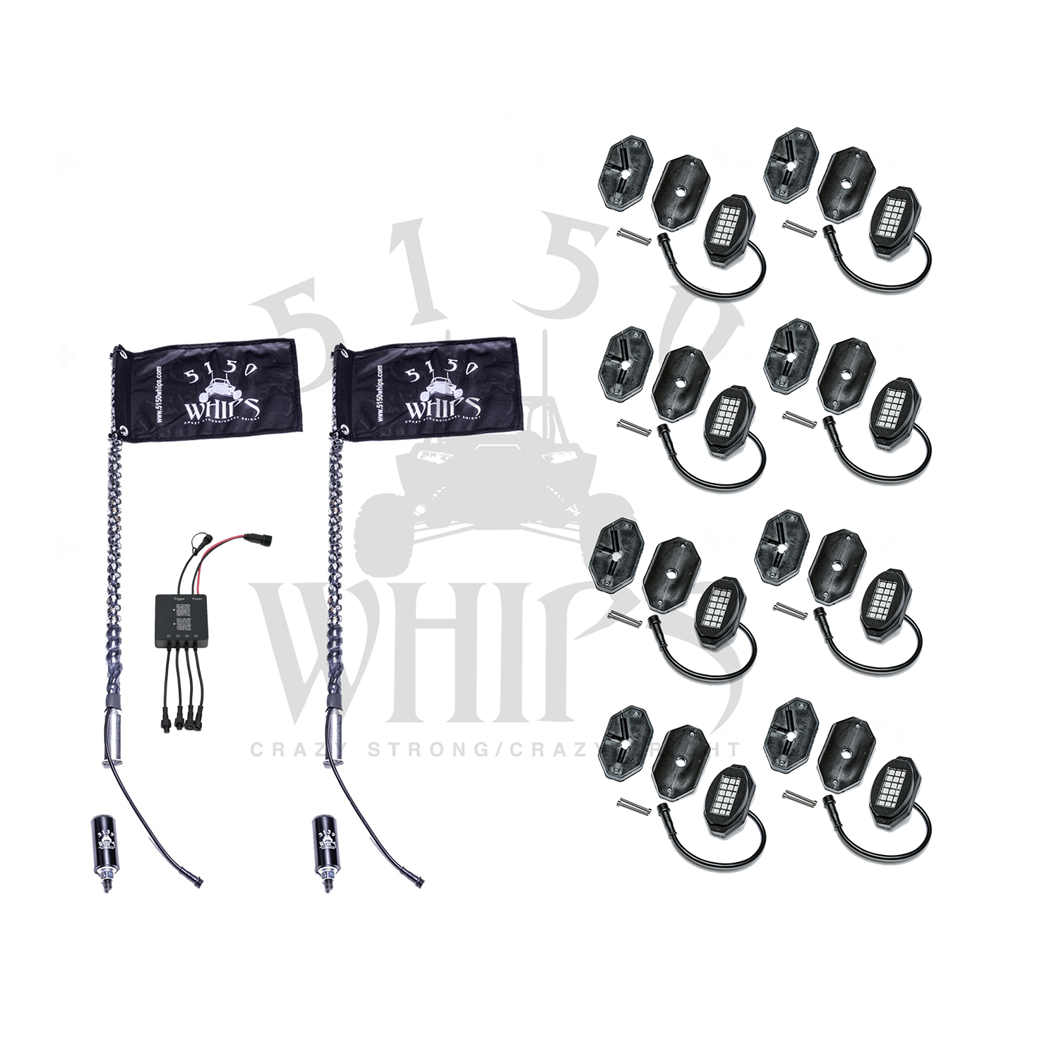 187 Whips and Rock Light Combo Kit