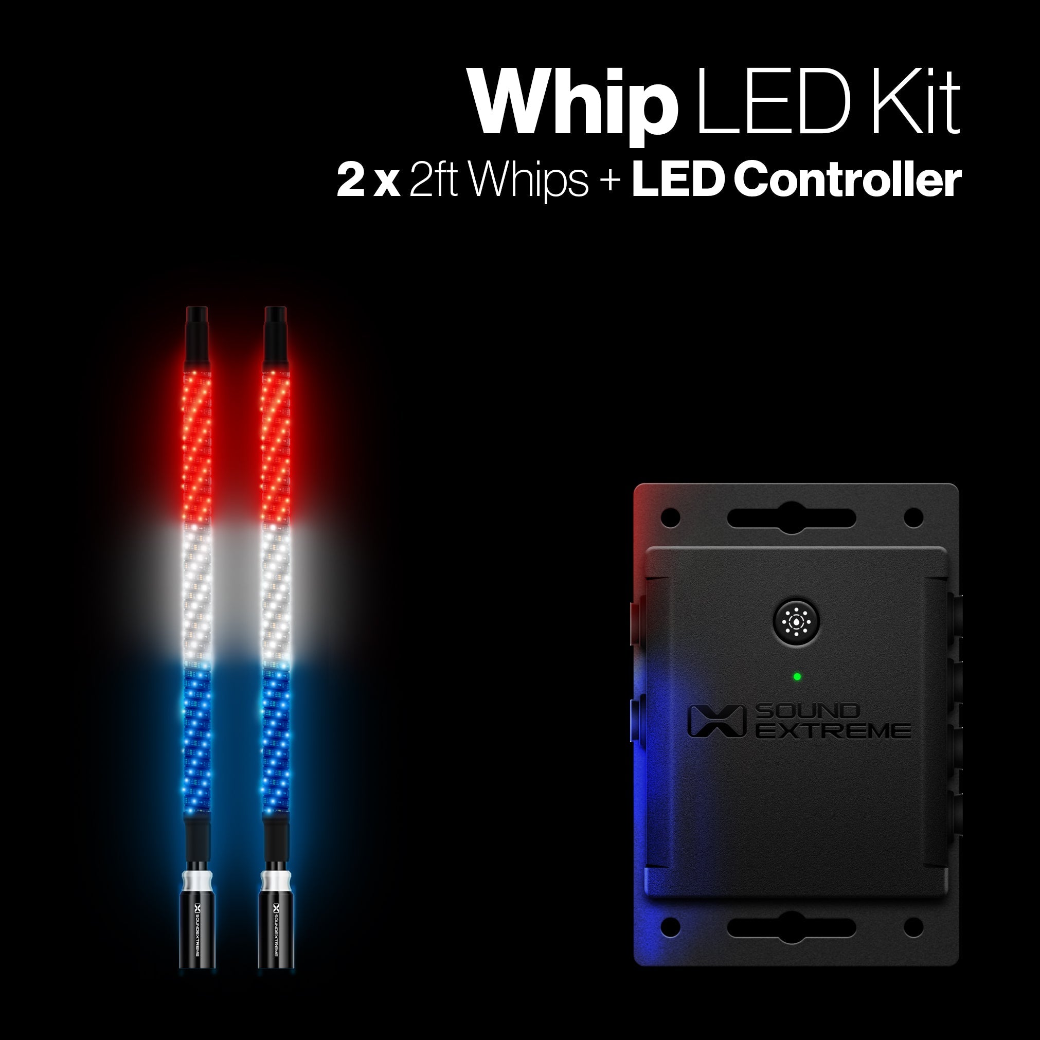Photo of Extreme Whip Kit Qty 2 x 2ft plus LEDCast Controller by ECOXGEAR - Premium for UTVs / Side by Sides