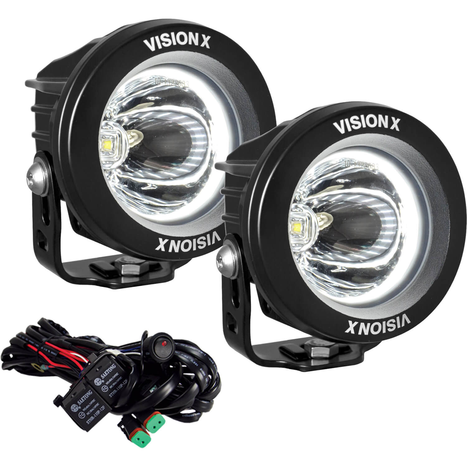 Photo of 3.7" Optimus Round 15º Beam with White Halo LED Light Kit by Vision X Off-Road - Premium LED Driving Light for UTVs / Side by Sides