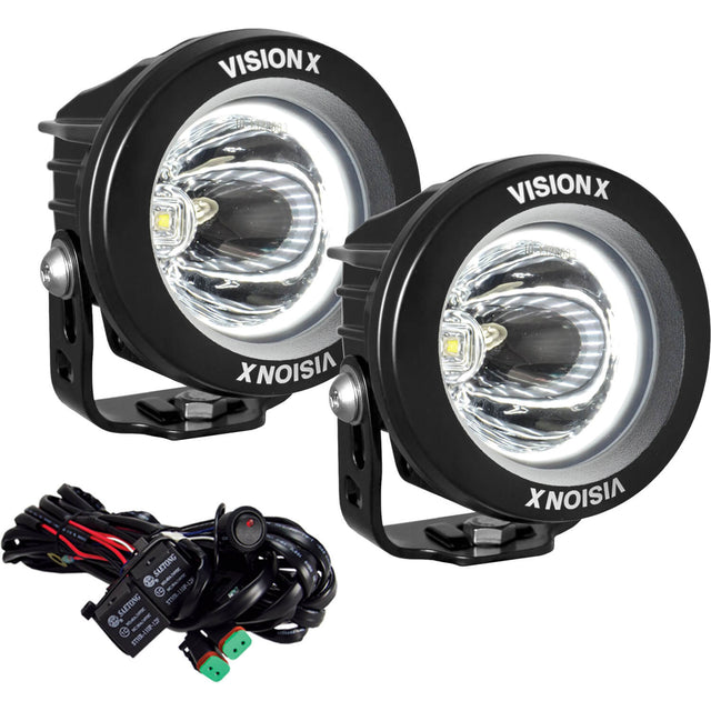 Photo of 3.7" Optimus Round 15º Beam with White Halo LED Light Kit by Vision X Off-Road - Premium LED Driving Light for UTVs / Side by Sides