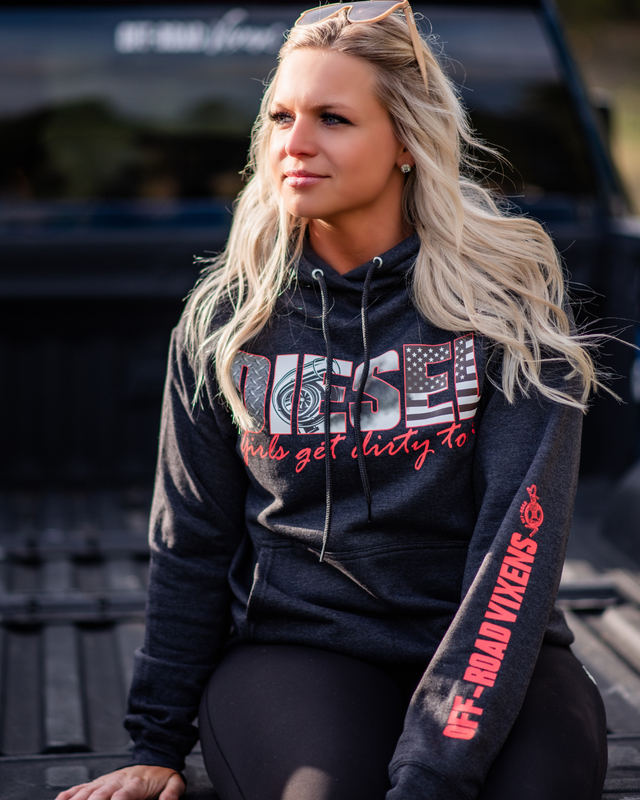 Photo of Diesel Girl Unisex Pullover Hoodie by OFF-ROAD VIXENS CLOTHING CO. - Premium Ladies Hoodies for UTVs / Side by Sides