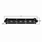 Photo of Ultra Slim Single Row Light Bar 7.25" by AJK Offroad - Premium for UTVs / Side by Sides