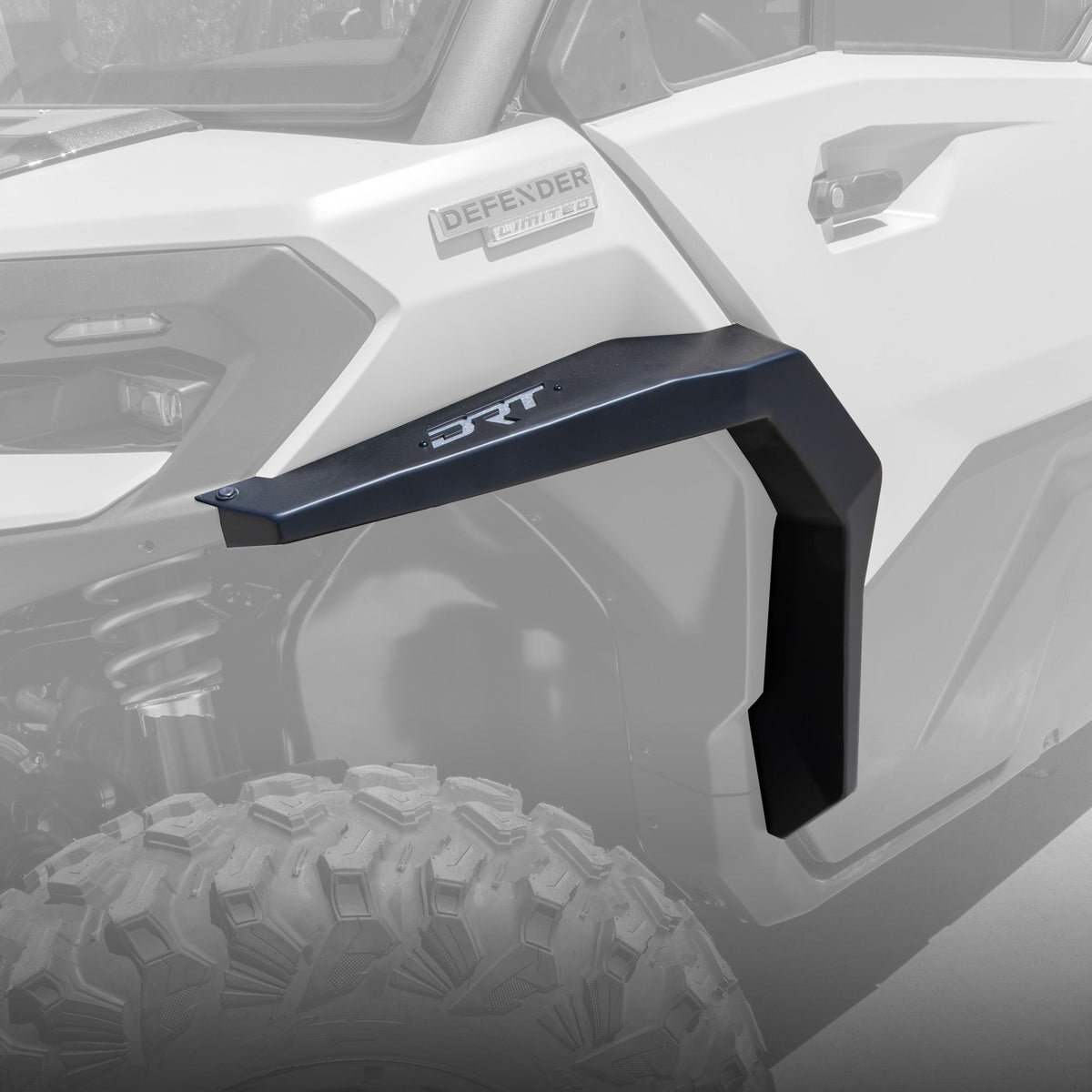 DRT aluminum front fender installed on a 2026 Can-Am Defender MAX HD11