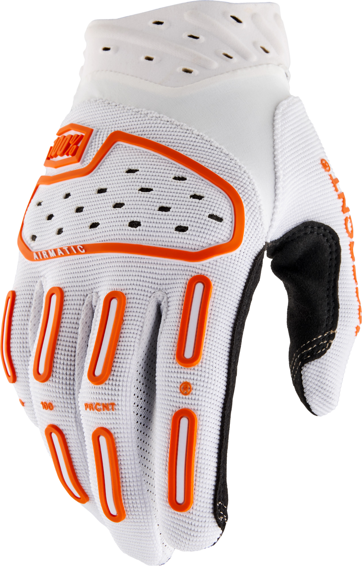 100% Airmatic 2 Riding Gloves - White/Orange, Small
