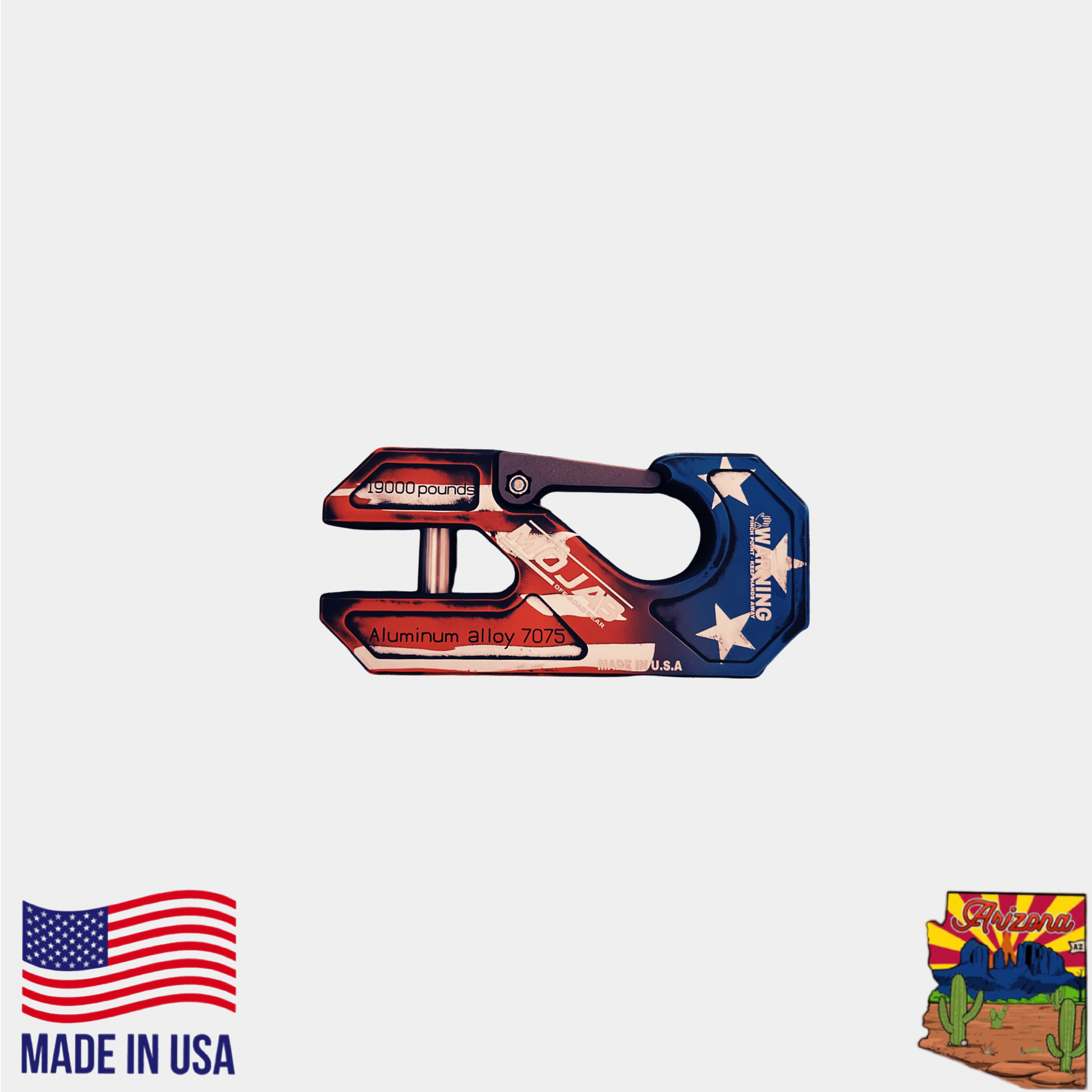 Photo of Aluminum winch shackle, closed latch (LIFE TIME WARRANTY*) by MOJAB OFFROAD - Premium for UTVs / Side by Sides