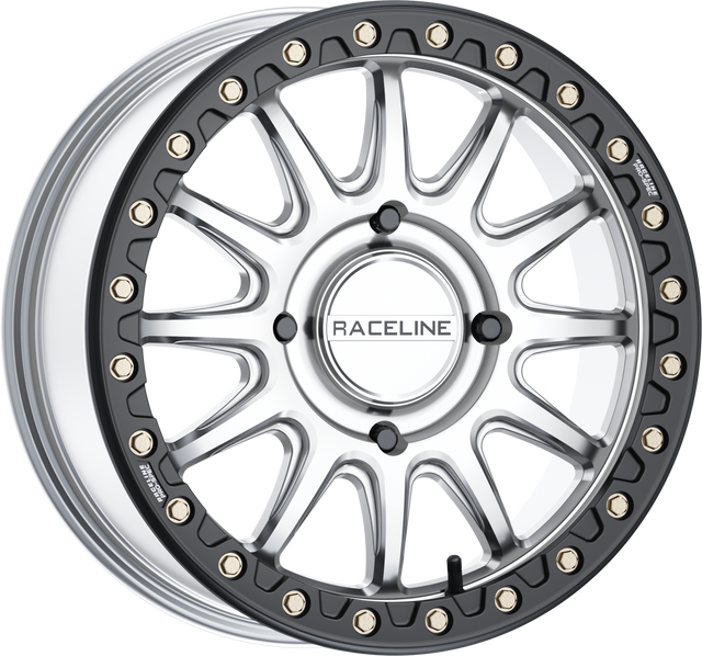 Photo of ALPHA BDLK 17X7 4/156 (+40MM) SILVER/BLK by RACELINE - Premium Wheels for UTVs / Side by Sides