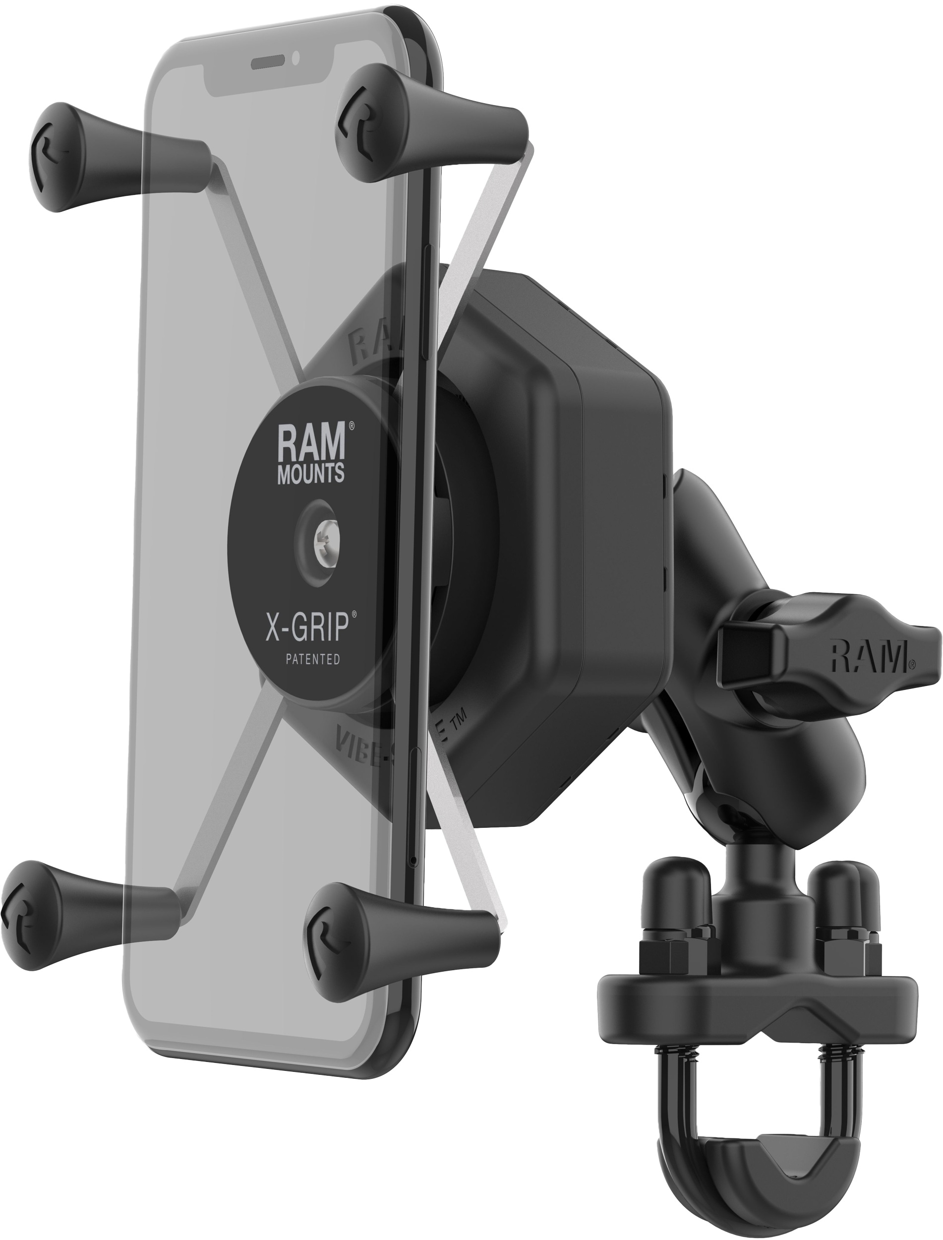 Photo of X-GRIP VIBE-SAFE L PHONE MOUNT WITH U-BOLT BASE SHORT by RAM - Premium Accessories for UTVs / Side by Sides