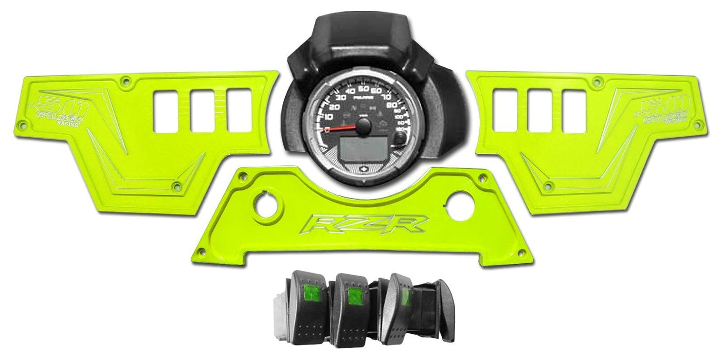 3-Piece Billet Aluminum Dash Panel Kit for RZR XP 1000 (Lime Squeeze)
