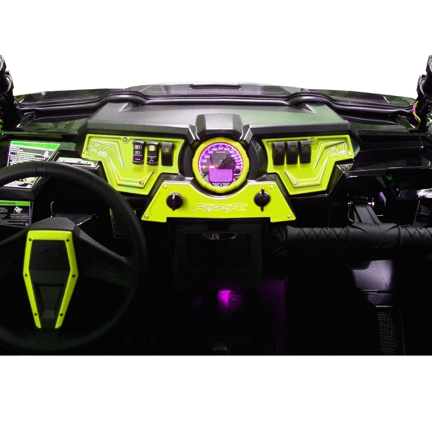 3-Piece Billet Aluminum Dash Panel Kit for RZR XP 1000 (Lime Squeeze)