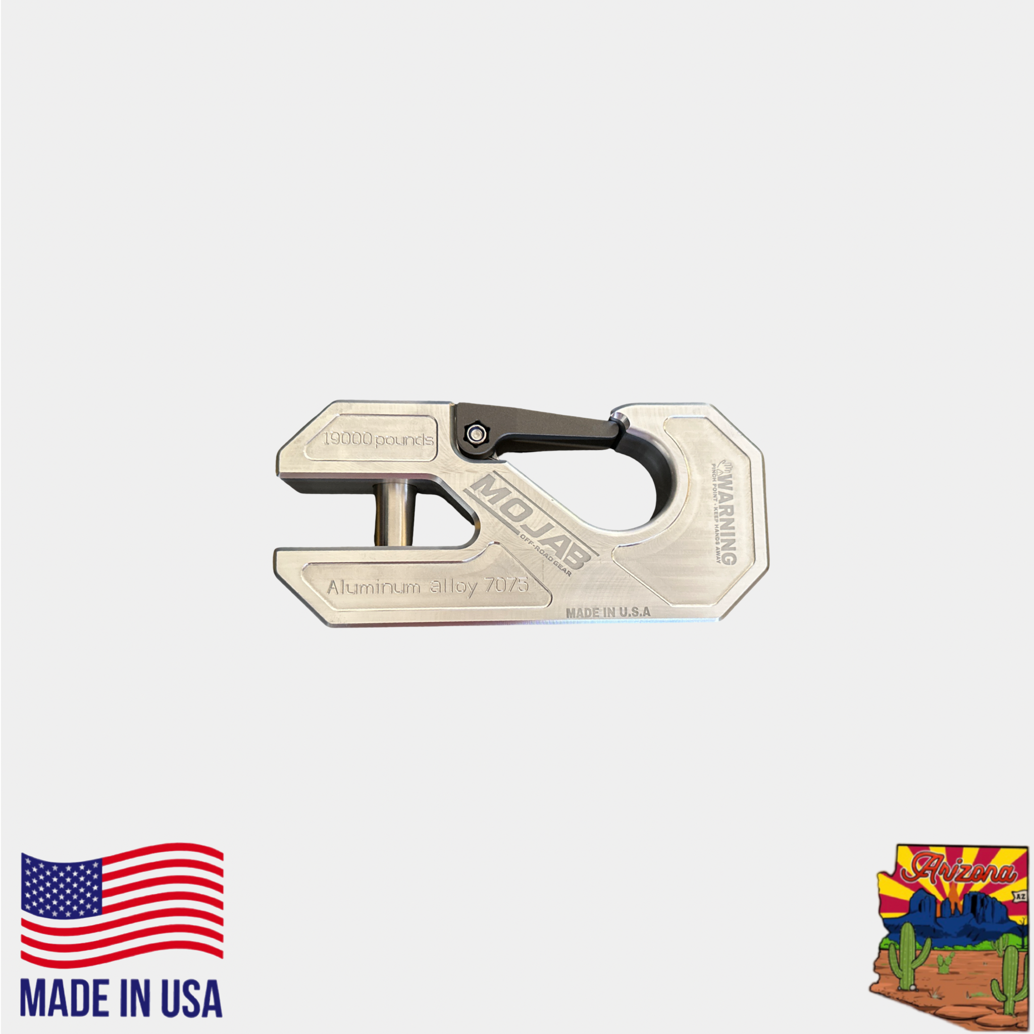 Photo of Aluminum winch shackle, closed latch (LIFE TIME WARRANTY*) by MOJAB OFFROAD - Premium for UTVs / Side by Sides