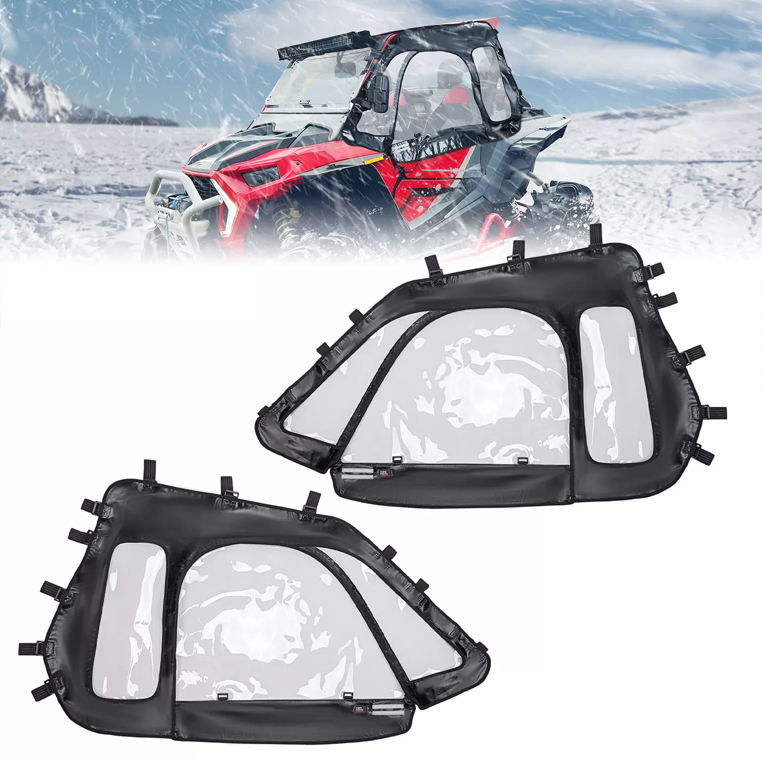 Photo of UTV Soft Upper Door Cab Enclosure Set for Polaris RZR XP 1000 / Turbo 2014-2023 by Kemimoto - Premium for UTVs / Side by Sides