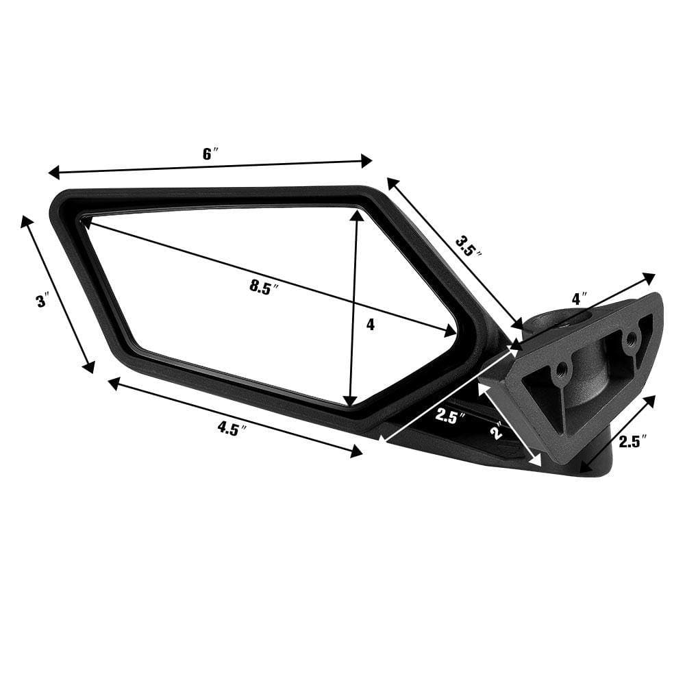 Photo of Rear View Side Mirrors & Front Lower Door Panel Inserts Fit Can Am Maverick X3 by Kemimoto - Premium for UTVs / Side by Sides