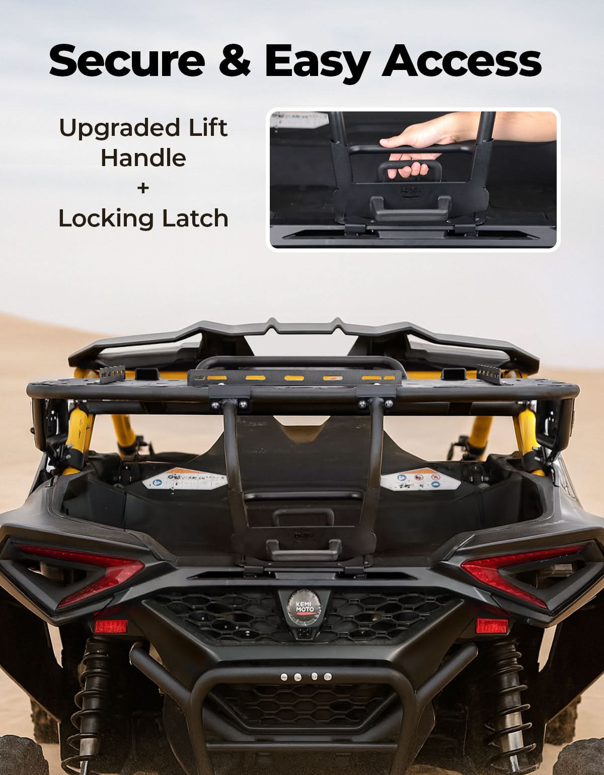 Photo of Rear Spare Tire Carrier & Cargo Rack for Can-Am Maverick R 2024+ – Heavy-Duty UTV Bed Storage Accessory by Kemimoto - Premium for UTVs / Side by Sides