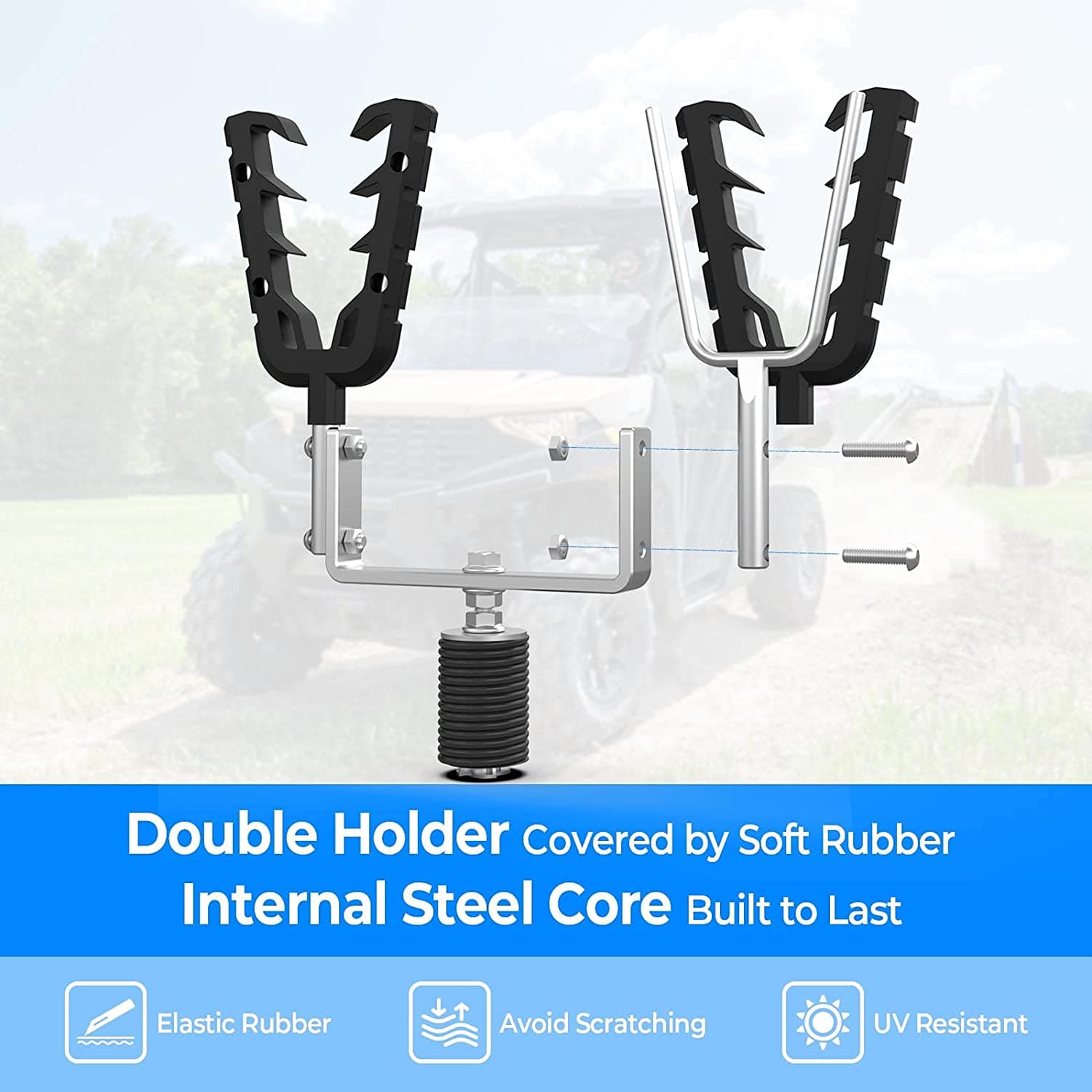 Photo of UTV Gun Mount, Tool Rack Fit Polaris Ranger & General by Kemimoto - Premium for UTVs / Side by Sides