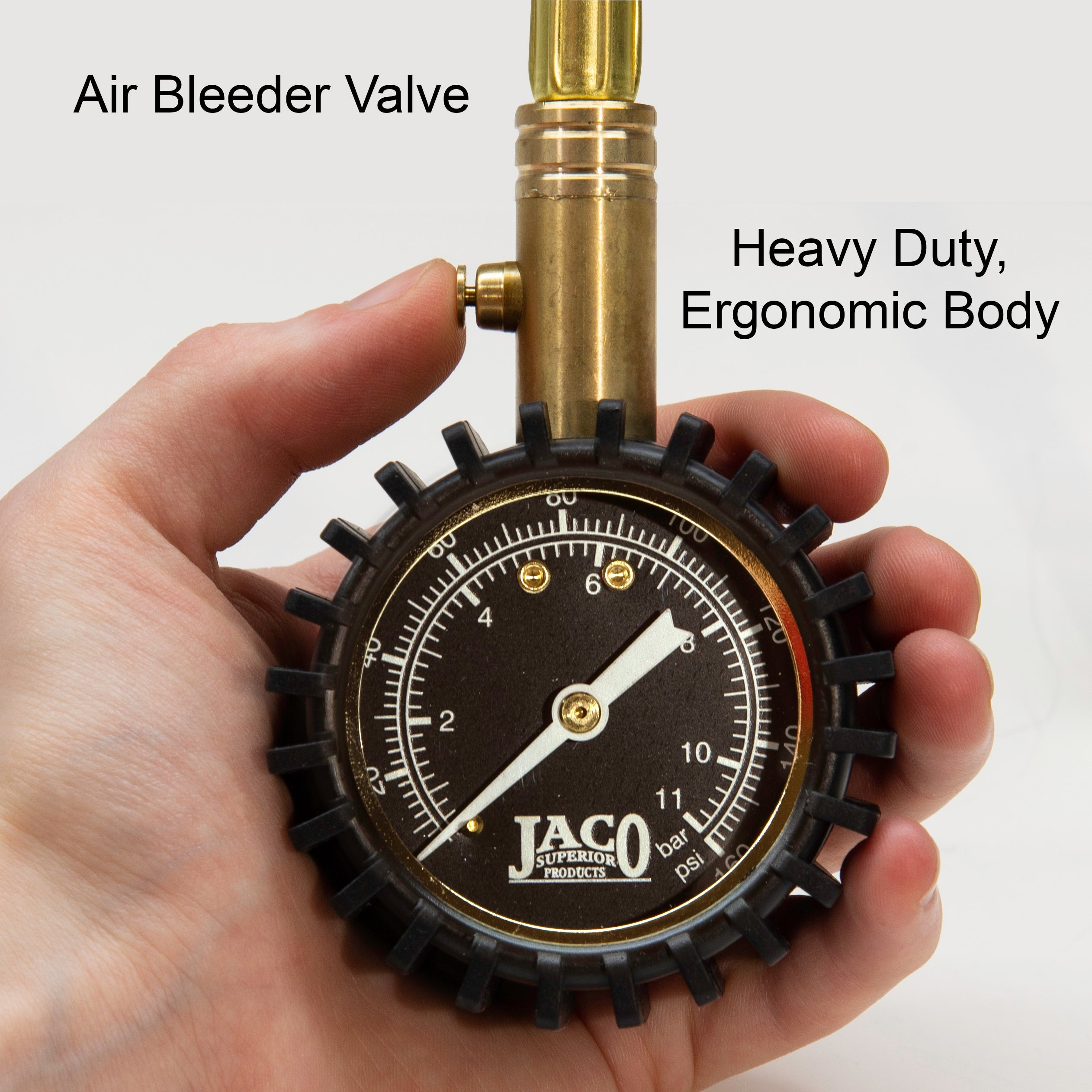 Photo of BikePro™ Presta Tire Pressure Gauge - 160 PSI | Presta & Schrader (Hybrid/Road Bikes) by JACO - Premium Presta Tire Gauge for UTVs / Side by Sides