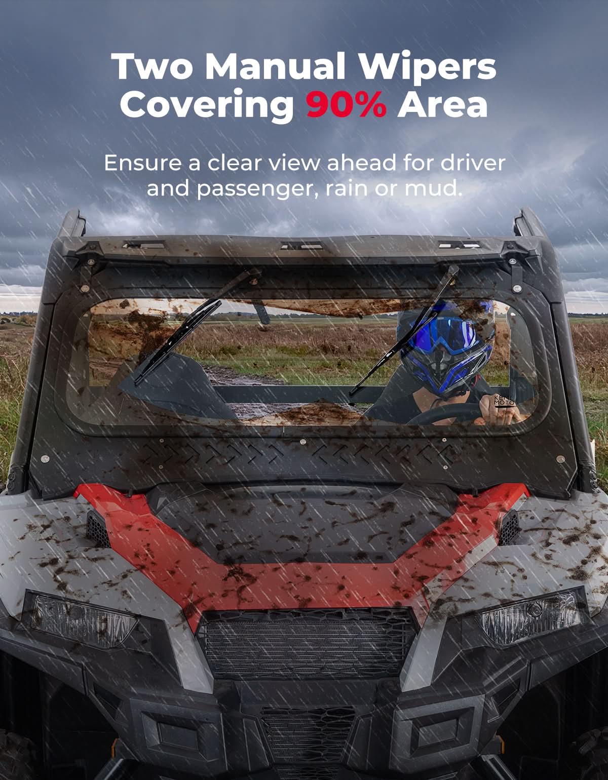 Photo of UTV Glass Windshield Front Windshield for Polaris General 1000, XP 1000, 4 1000 by Kemimoto - Premium for UTVs / Side by Sides