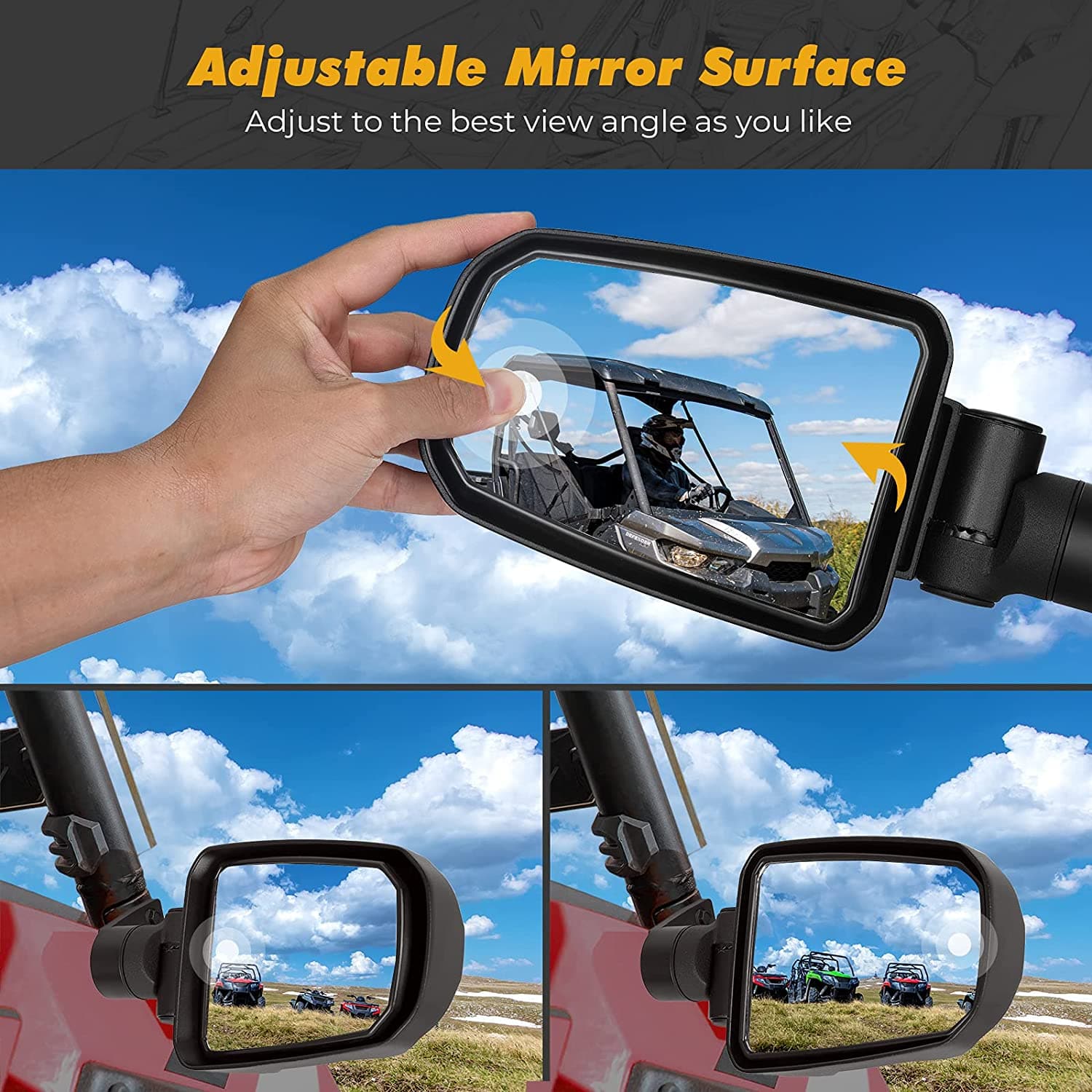 Photo of Kemimoto Folding Side Mirrors for Polaris RZR XP 900 1000 Turbo 2014-2023 by Kemimoto - Premium for UTVs / Side by Sides