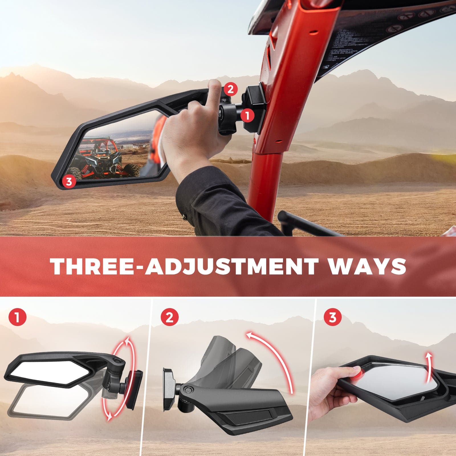 Photo of Side View Mirror & Console Storage Bag for Can-Am Maverick X3 by Kemimoto - Premium for UTVs / Side by Sides