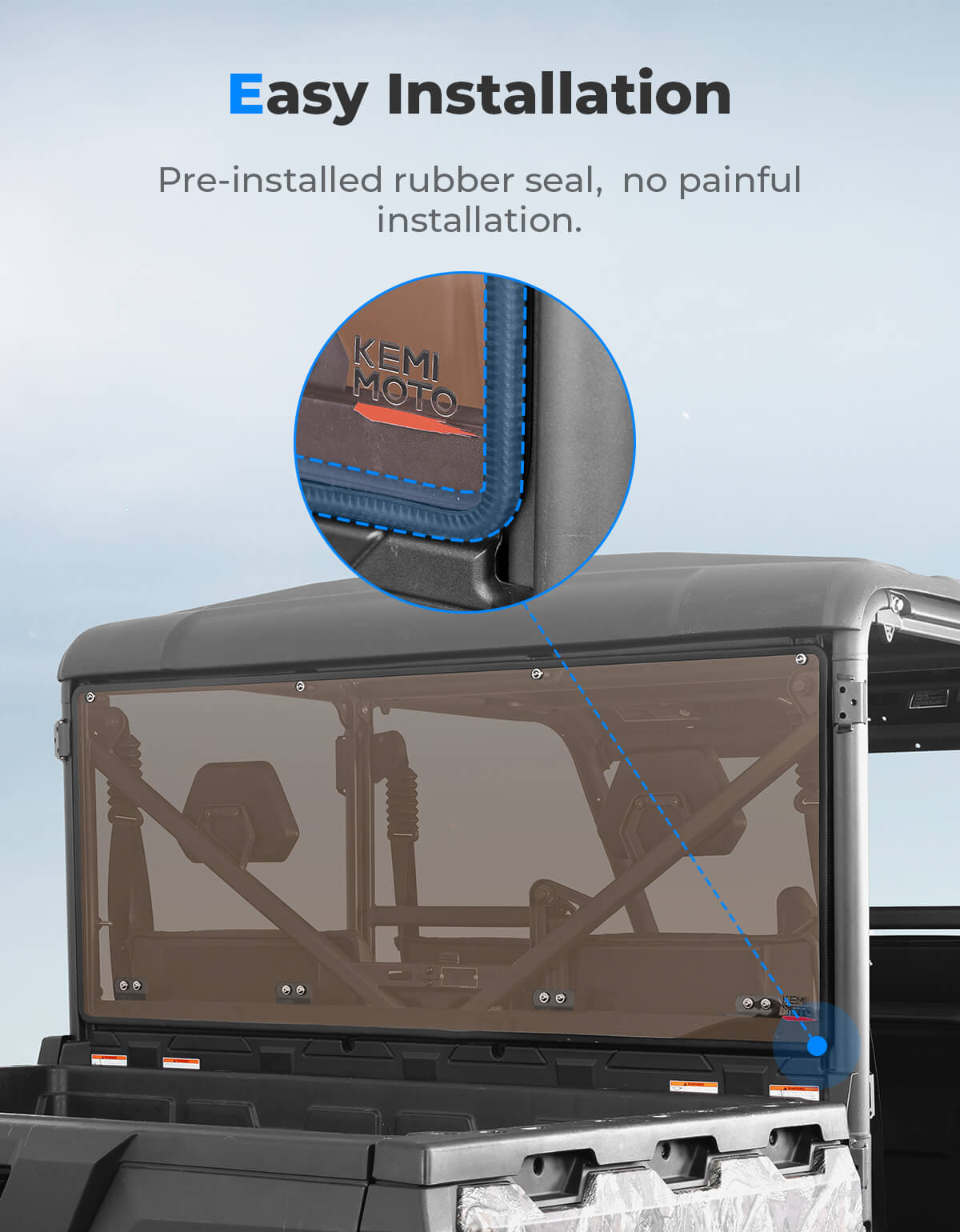 Photo of Tinted Rear Windshield UV-Resistant for CFMOTO UFORCE 1000/1000XL by Kemimoto - Premium for UTVs / Side by Sides