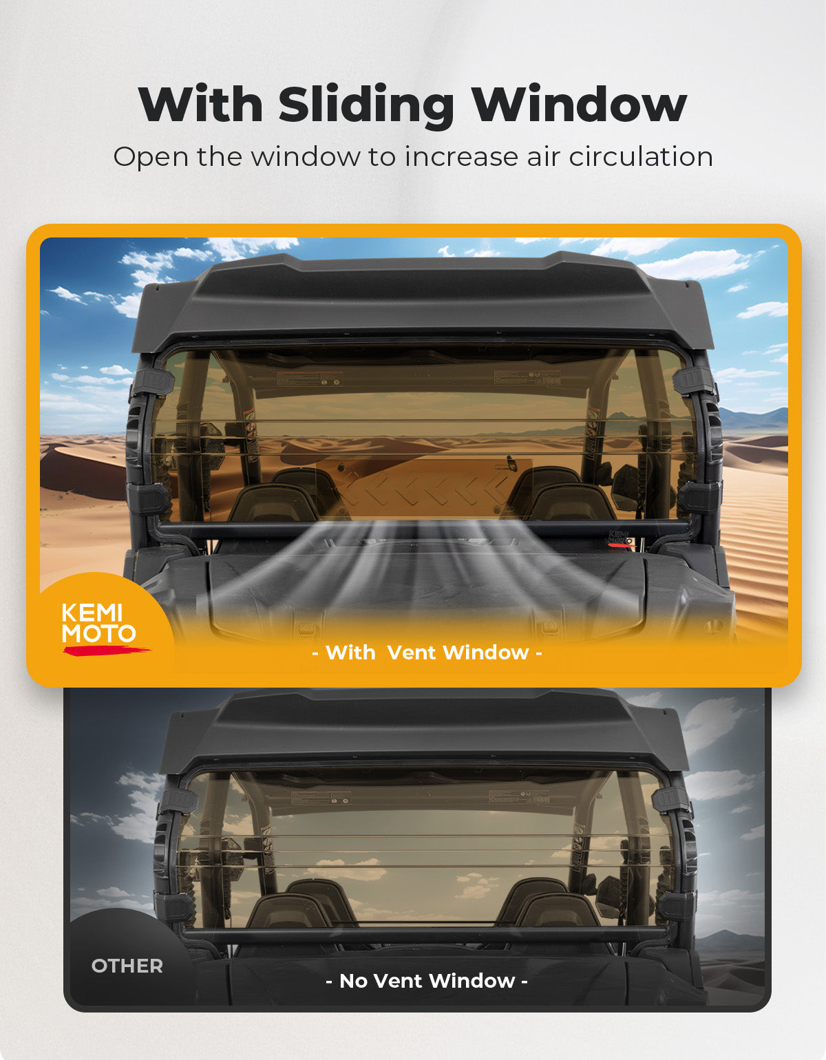 Photo of Tinted Rear Windshield w/Sliding Window for 2023+ CFMOTO ZForce 950 Sport | 800 Trail by Kemimoto - Premium for UTVs / Side by Sides