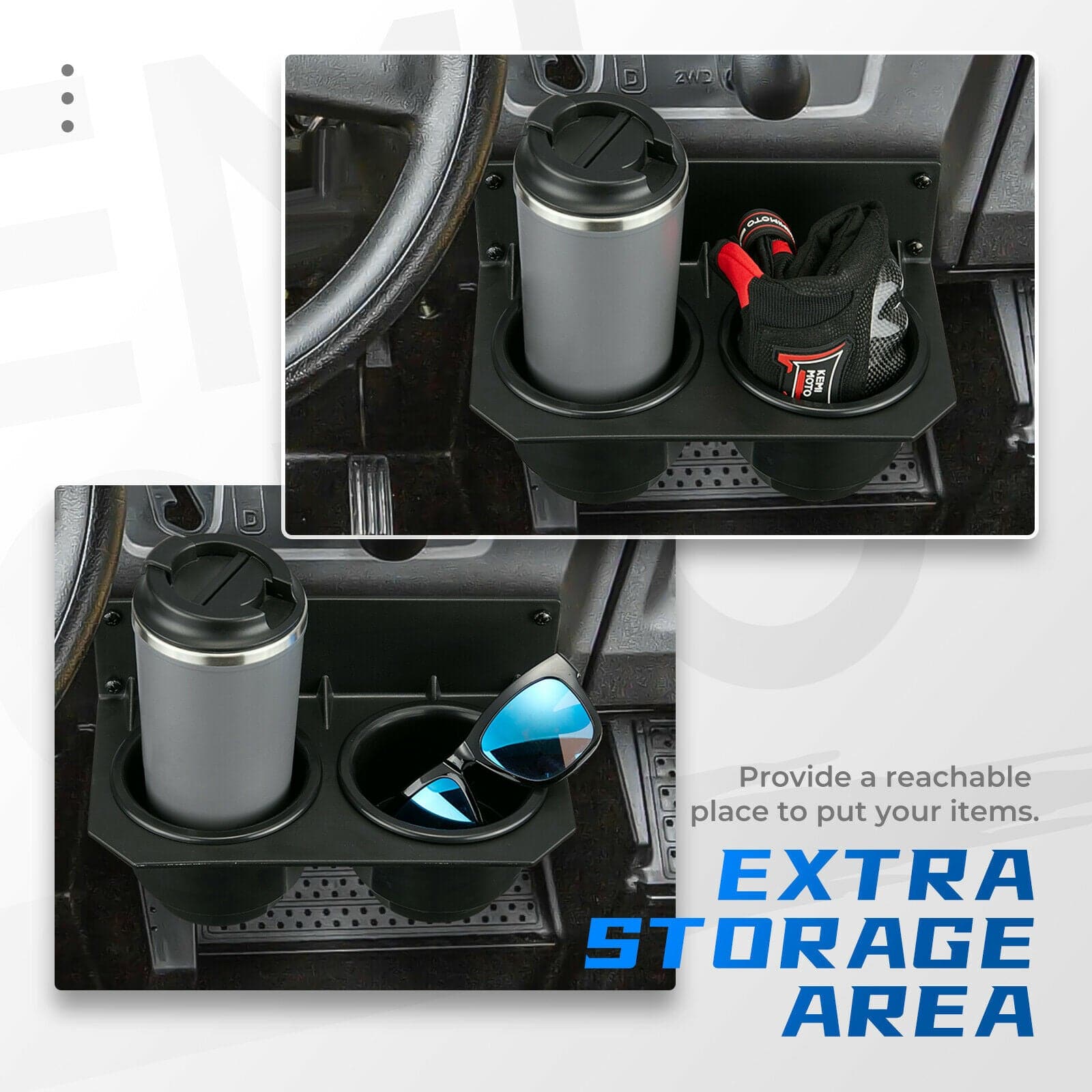 Photo of Center Dash Cup Holder for Honda Pioneer 700/700-4 2014-2023 by Kemimoto - Premium for UTVs / Side by Sides