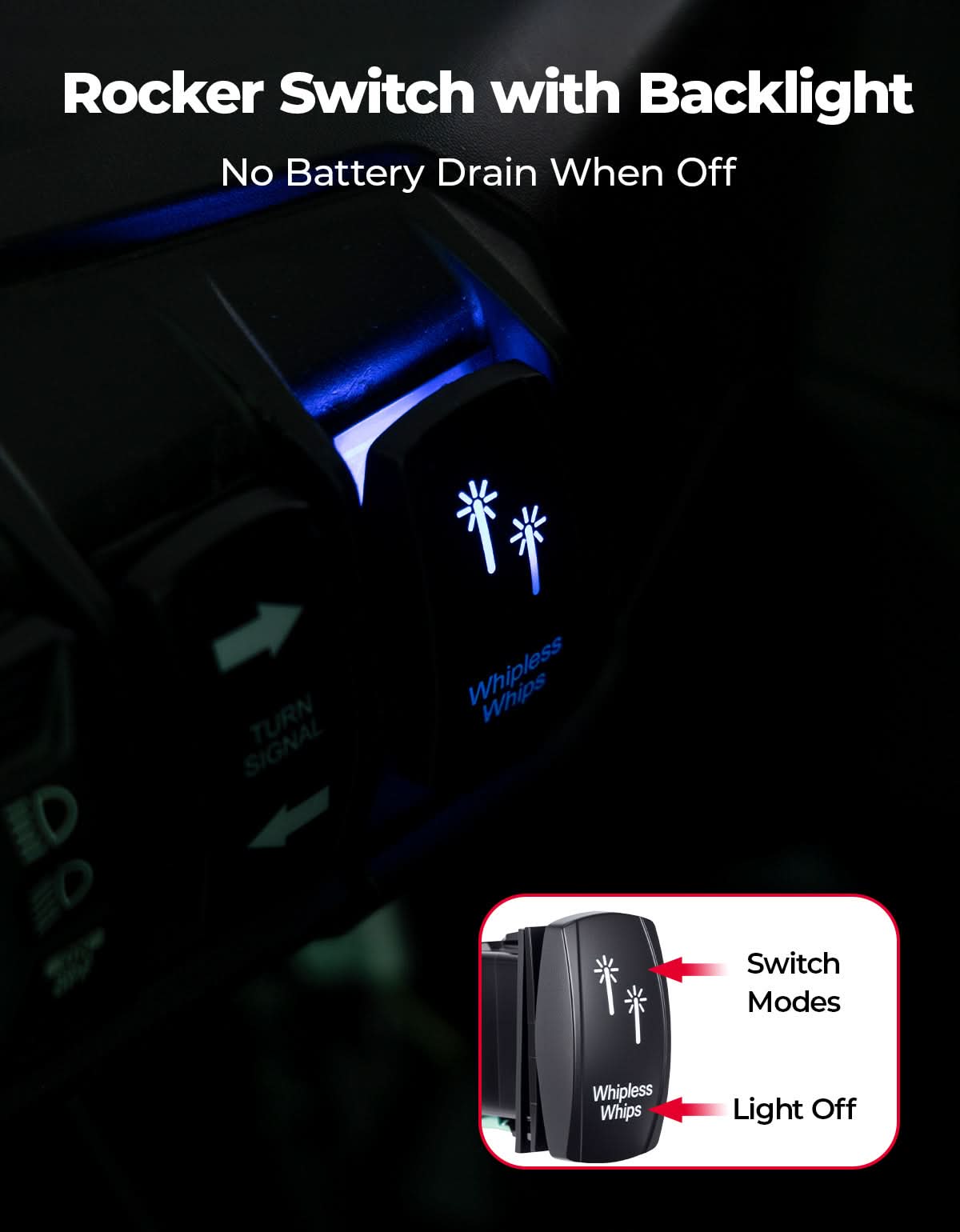 Photo of Whipless LED Chase Lights – 9 Flash Modes, Fits 1.5''–2'' Roll Cages – Compatible with RZR, Maverick X3, Defender, CFMoto by Kemimoto - Premium for UTVs / Side by Sides