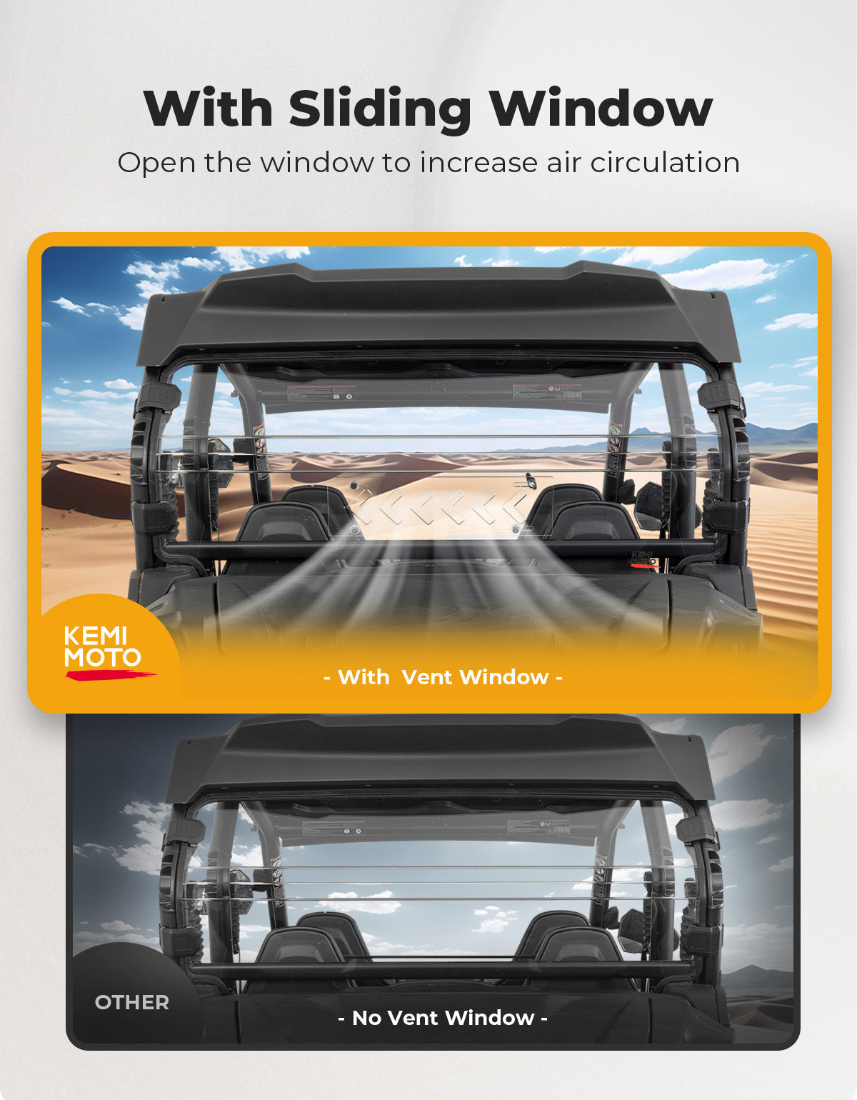 Photo of Rear Windshield w/Sliding Window for 2023+ CFMOTO ZForce 950 Sport | 800Trail by Kemimoto - Premium for UTVs / Side by Sides