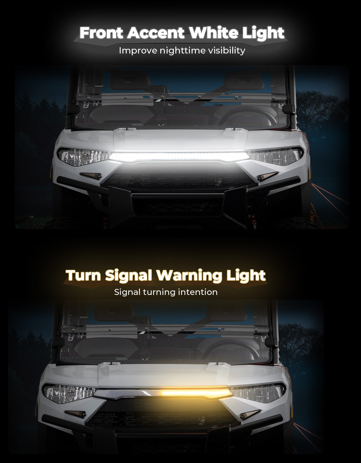 Photo of LED Fang Lights with Turn Signals for Polaris Ranger xp 1000 /Crew 2018-2024 by Kemimoto - Premium for UTVs / Side by Sides