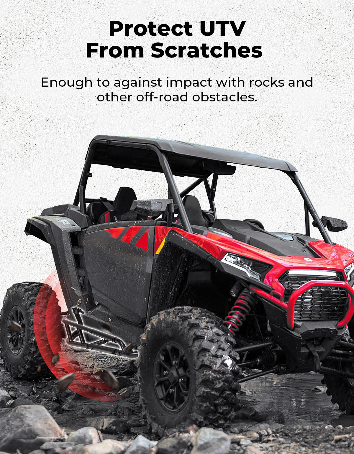 Photo of Heavy Duty Steel Nerf Bars Rock Sliders for Polaris RZR XP 1000/ XP 4 1000 2024-2025, 2-Seat by Kemimoto - Premium for UTVs / Side by Sides