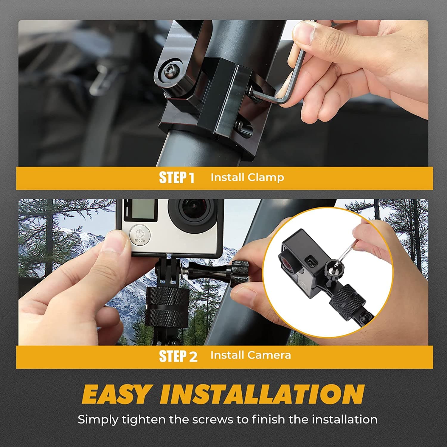 Photo of UTV Pro-Fit Camera Mount for Polaris Ranger / General, Defender /Maverick Trail by Kemimoto - Premium for UTVs / Side by Sides