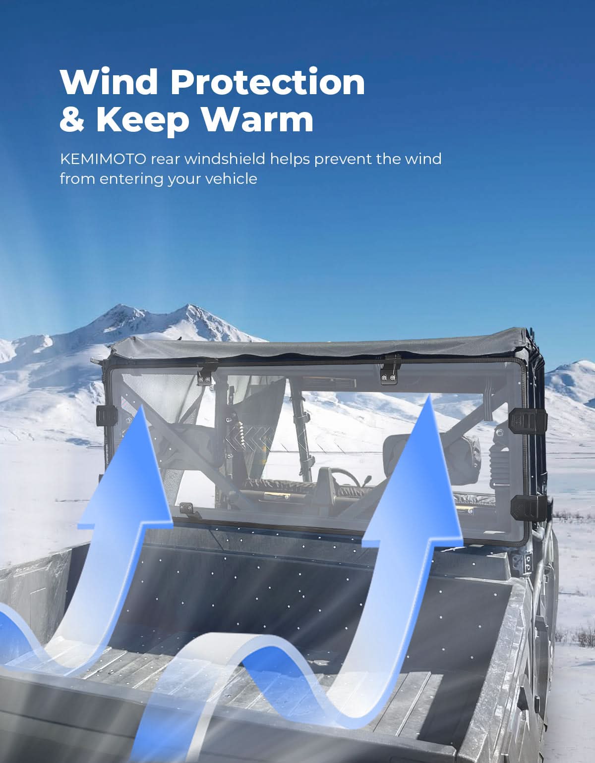 Photo of Rear Clear Windshield with Sliding Vents for Tracker 800SX by Kemimoto - Premium for UTVs / Side by Sides