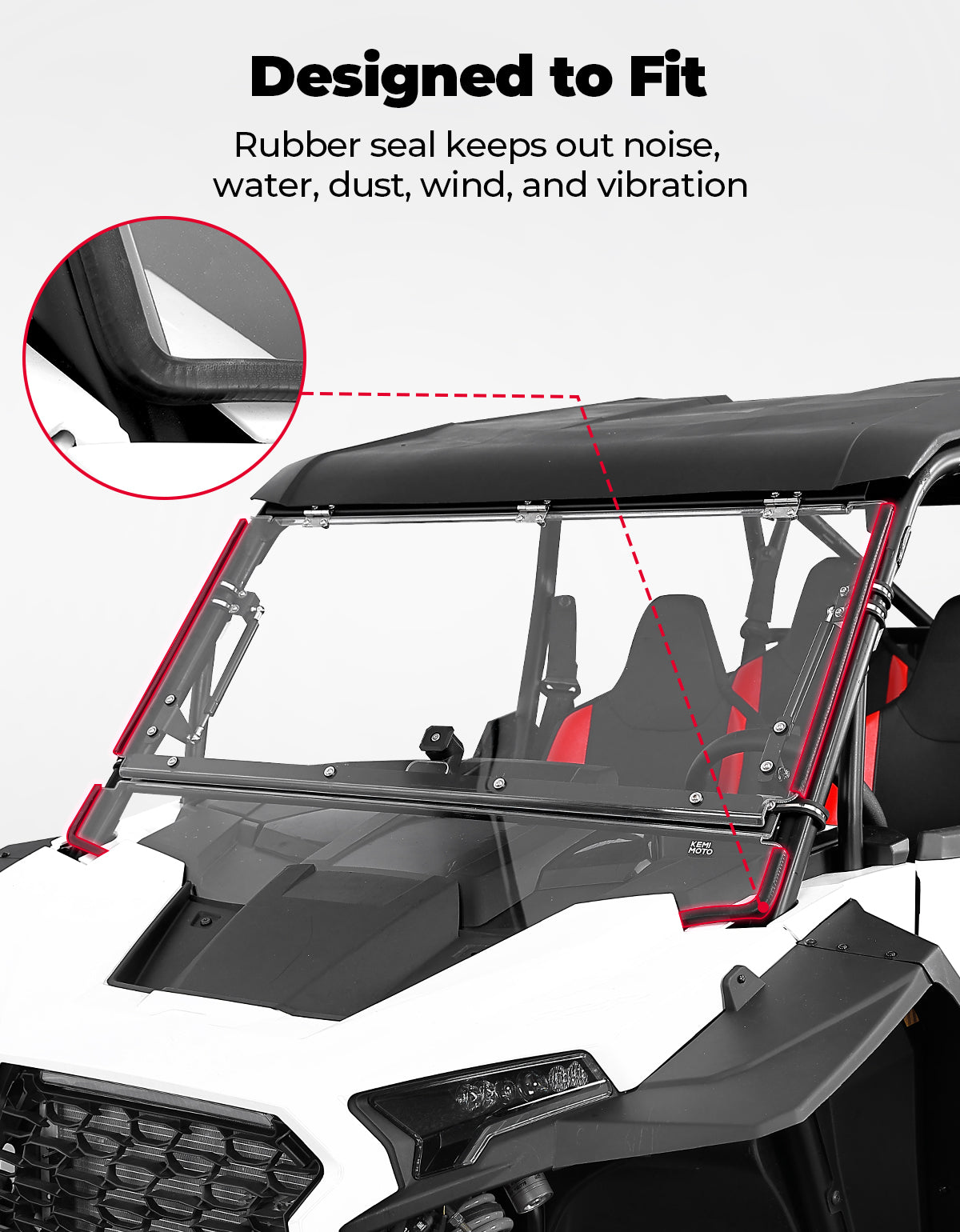 Photo of Full Flip Split Windshield Window for Polaris RZR XP 1000 / XP 4 1000 2024-2025 by Kemimoto - Premium for UTVs / Side by Sides