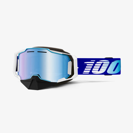100% Armega Snowmobile Goggles - Blue Blue Mirror Lens
