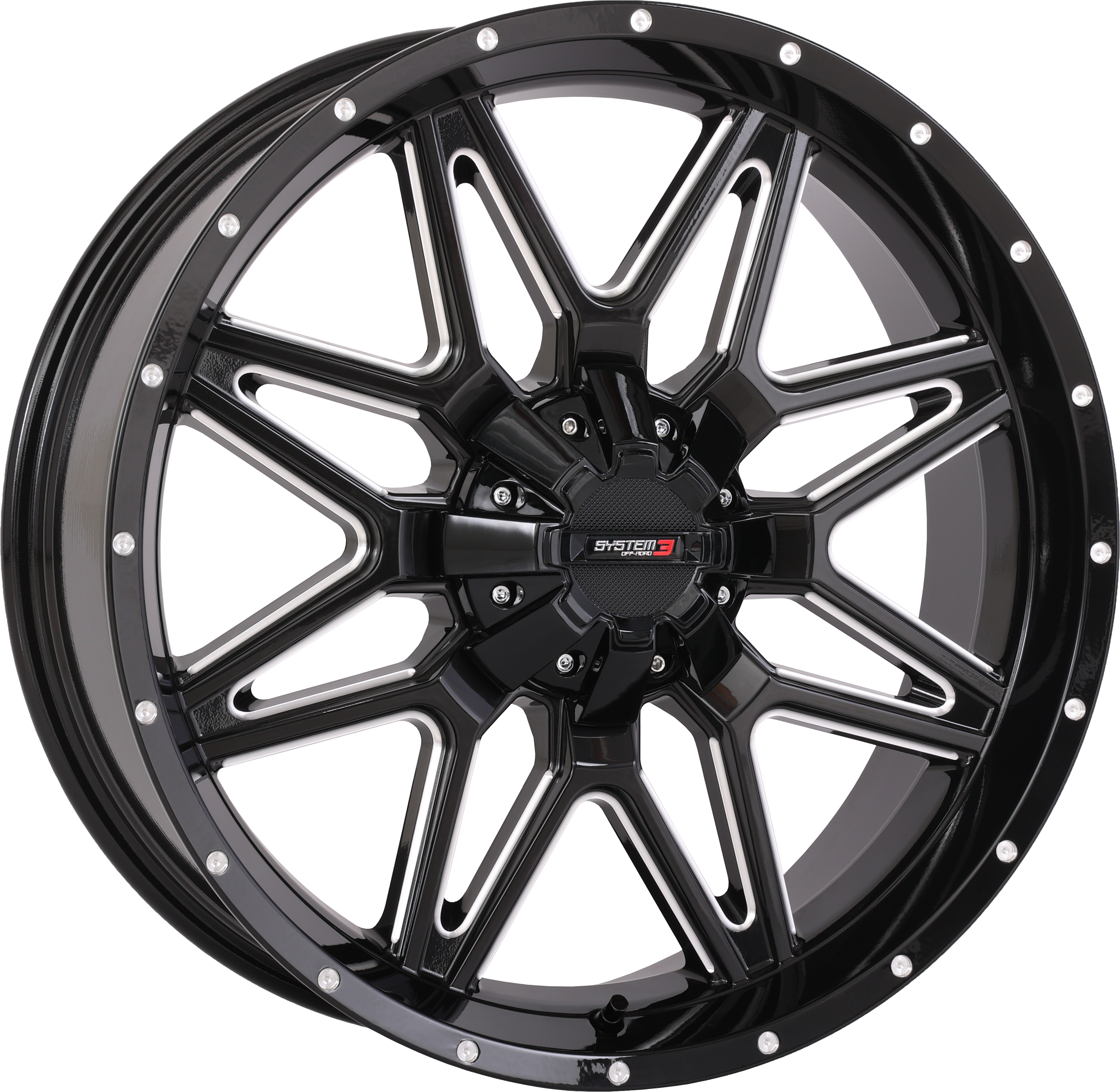 Photo of ST7 WHEEL 20X7 4+3 (+10MM) 4/137 & 4/156 GLOSS BLK MILLED by SYSTEM 3 - Premium Wheels for UTVs / Side by Sides