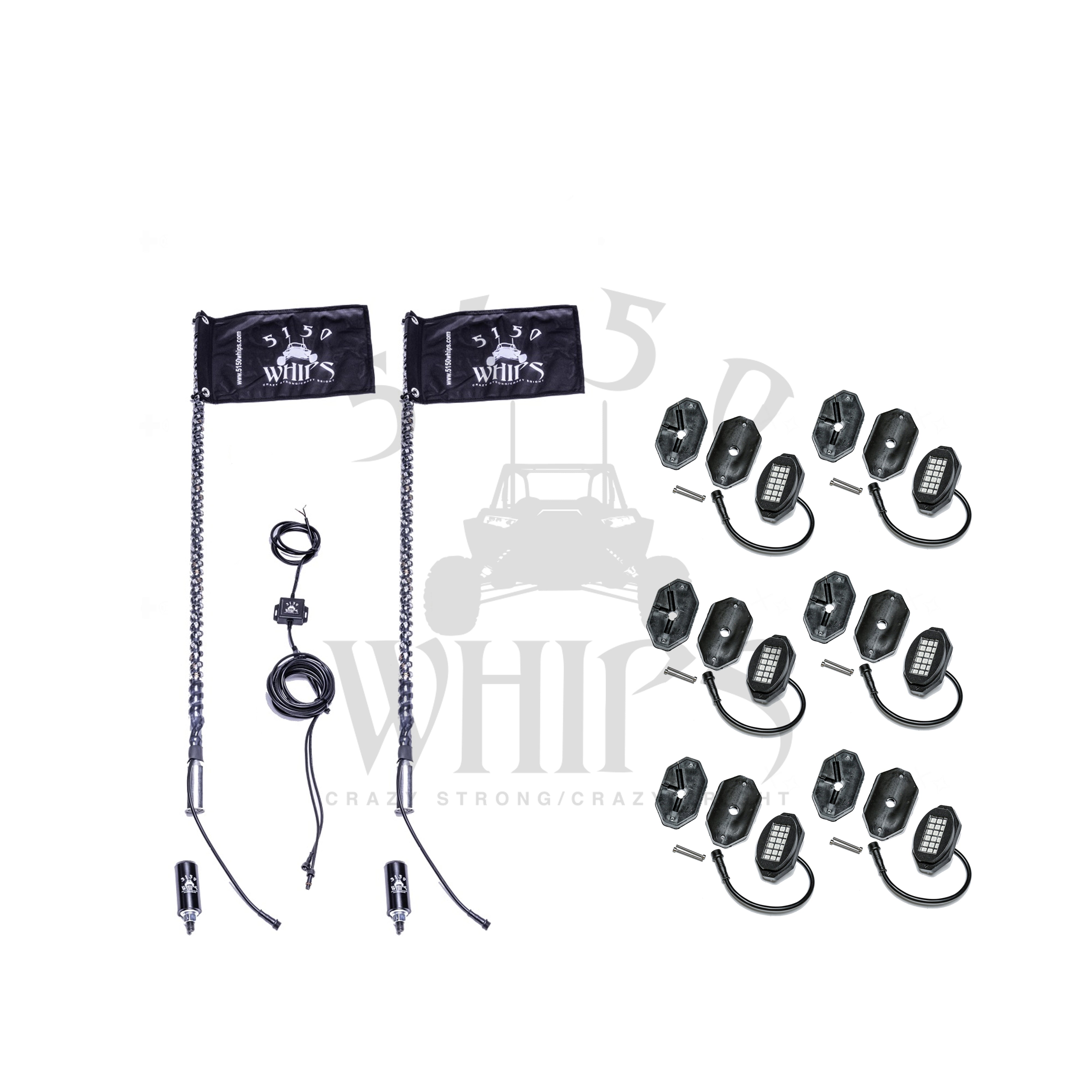 Photo of 187 Whips and Rock Light Combo Kit by 5150 Whips Inc. - Premium LED Whip for UTVs / Side by Sides