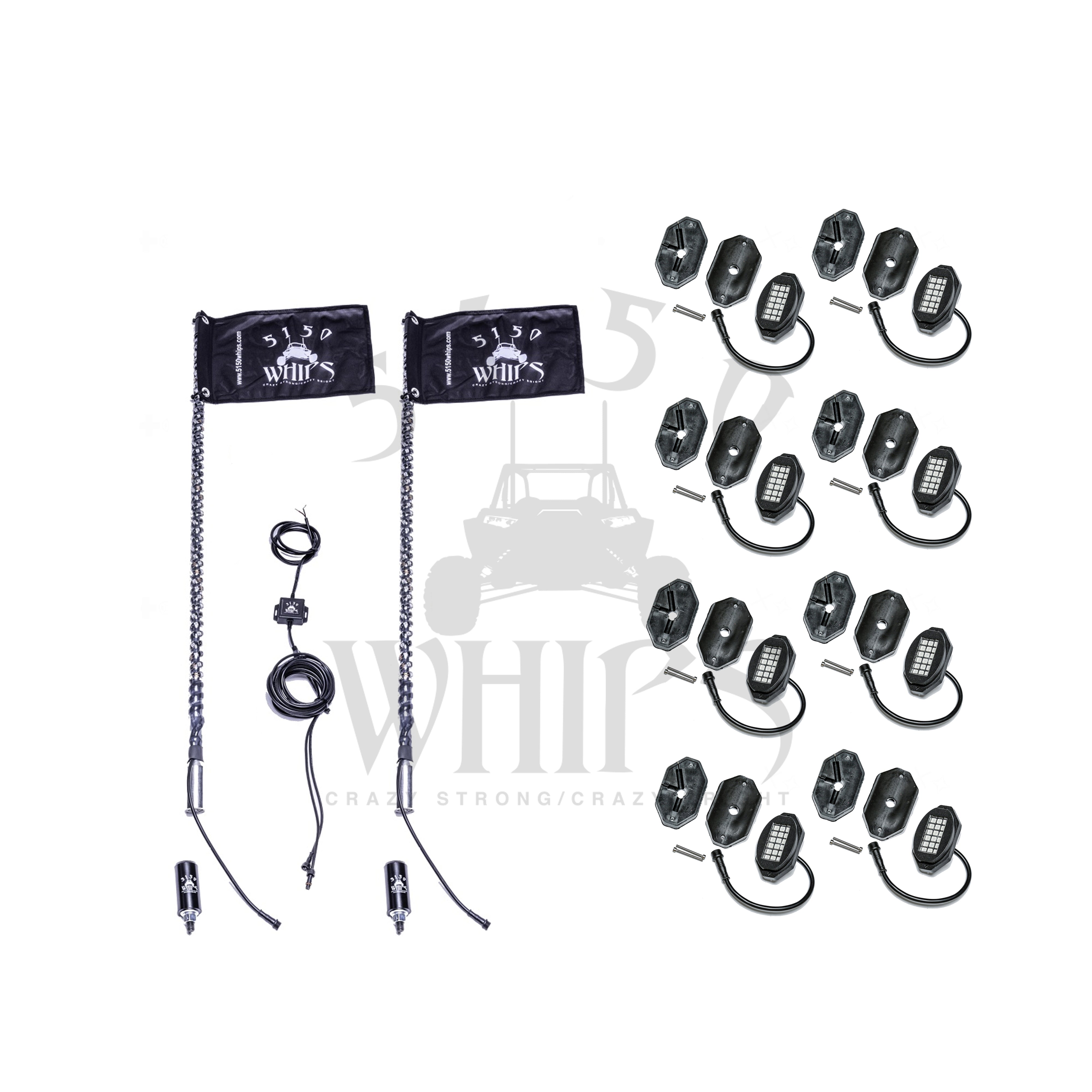 Photo of 187 Whips and Rock Light Combo Kit by 5150 Whips Inc. - Premium LED Whip for UTVs / Side by Sides