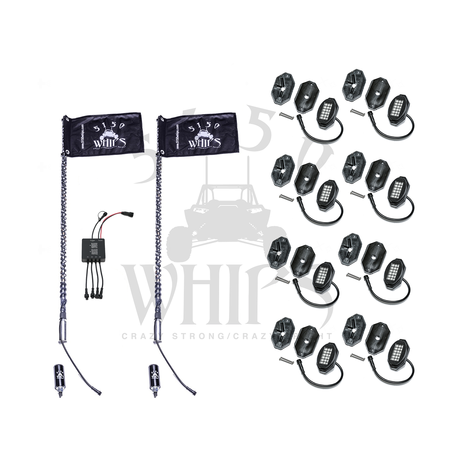 187 Whips and Rock Light Combo Kit