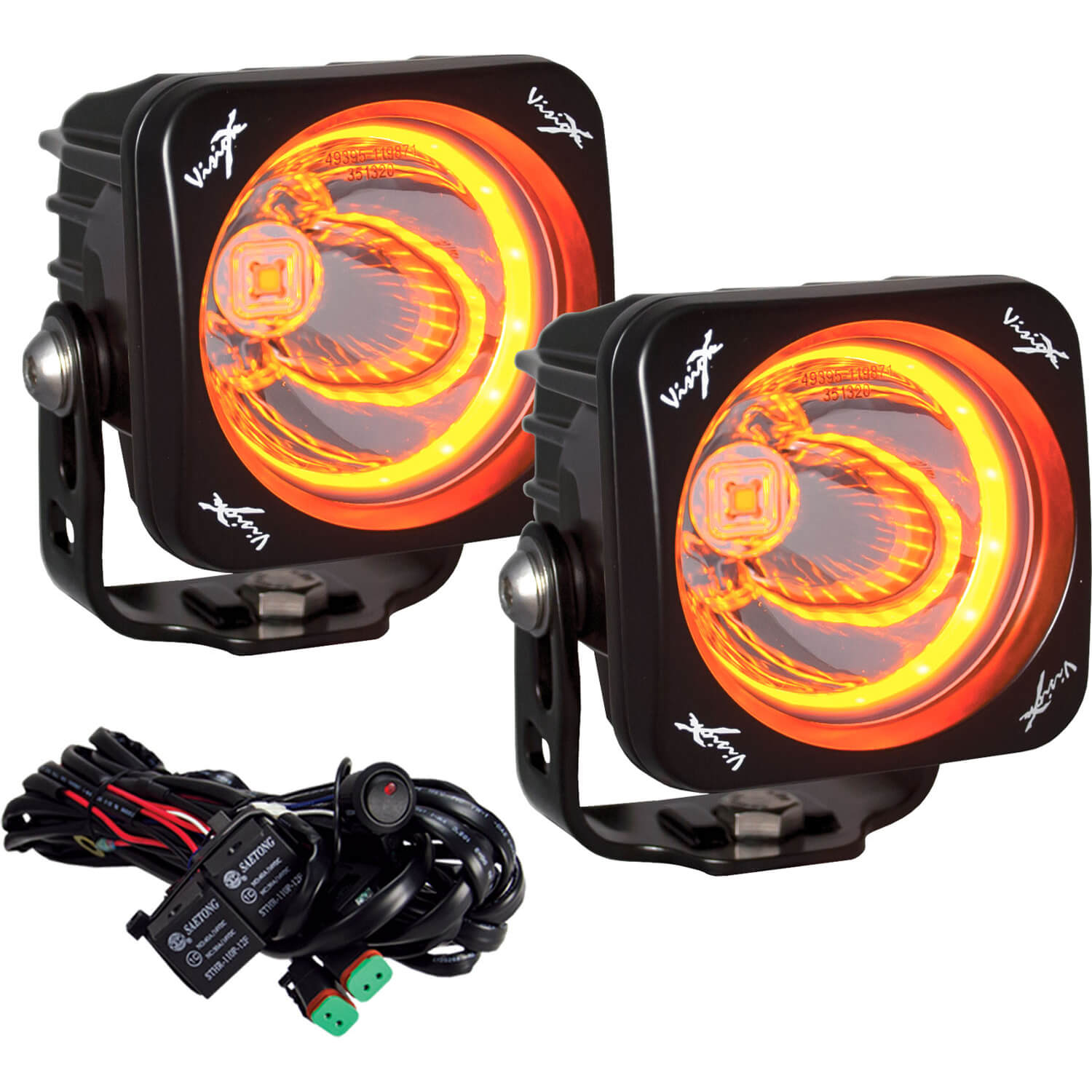 Photo of 3" Optimus Square 15º Beam with Amber Halo LED Light Kit by Vision X Off-Road - Premium Light Pods for UTVs / Side by Sides