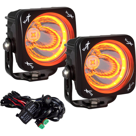 Photo of 3" Optimus Square 15º Beam with Amber Halo LED Light Kit by Vision X Off-Road - Premium Light Pods for UTVs / Side by Sides