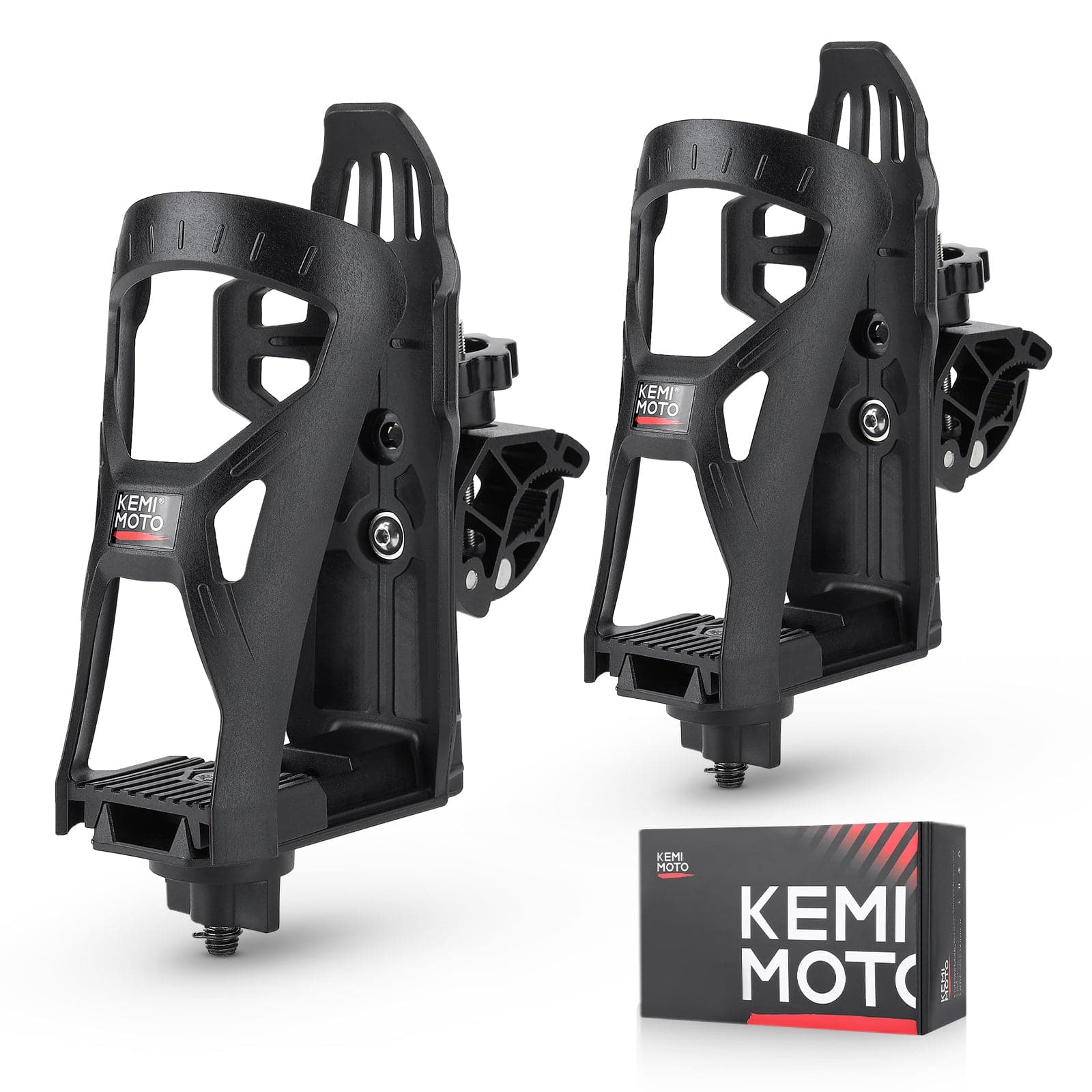 Photo of ATV Motorcycle Cup Holder with 0.6"-1.56" Metal Clamp by Kemimoto - Premium for UTVs / Side by Sides