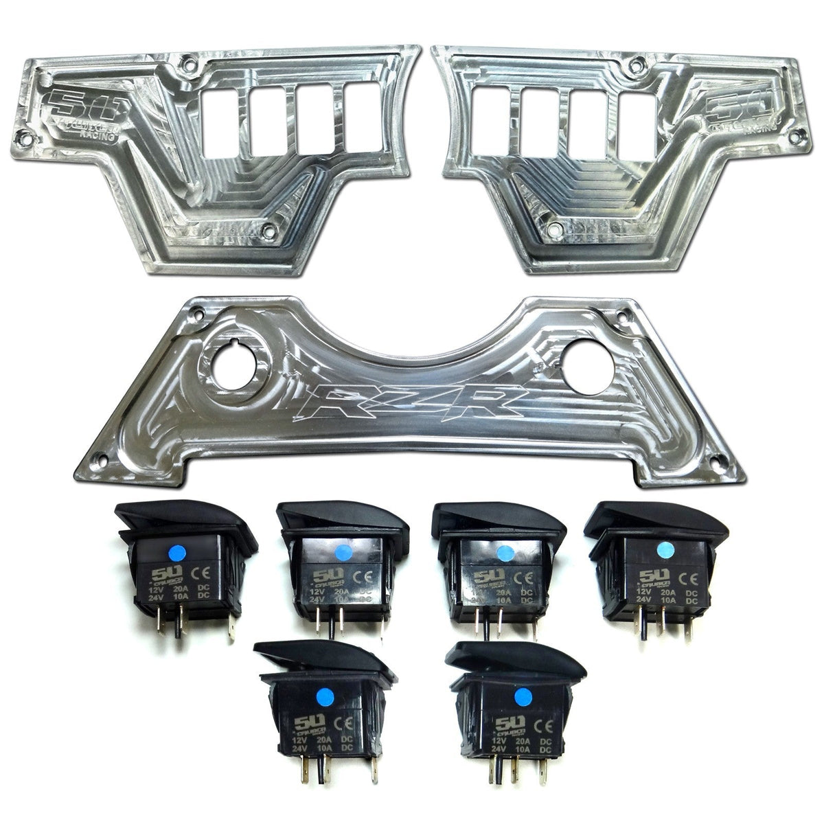 50 Caliber Racing RZR XP1000 8-Switch Billet Aluminum Dash Panel