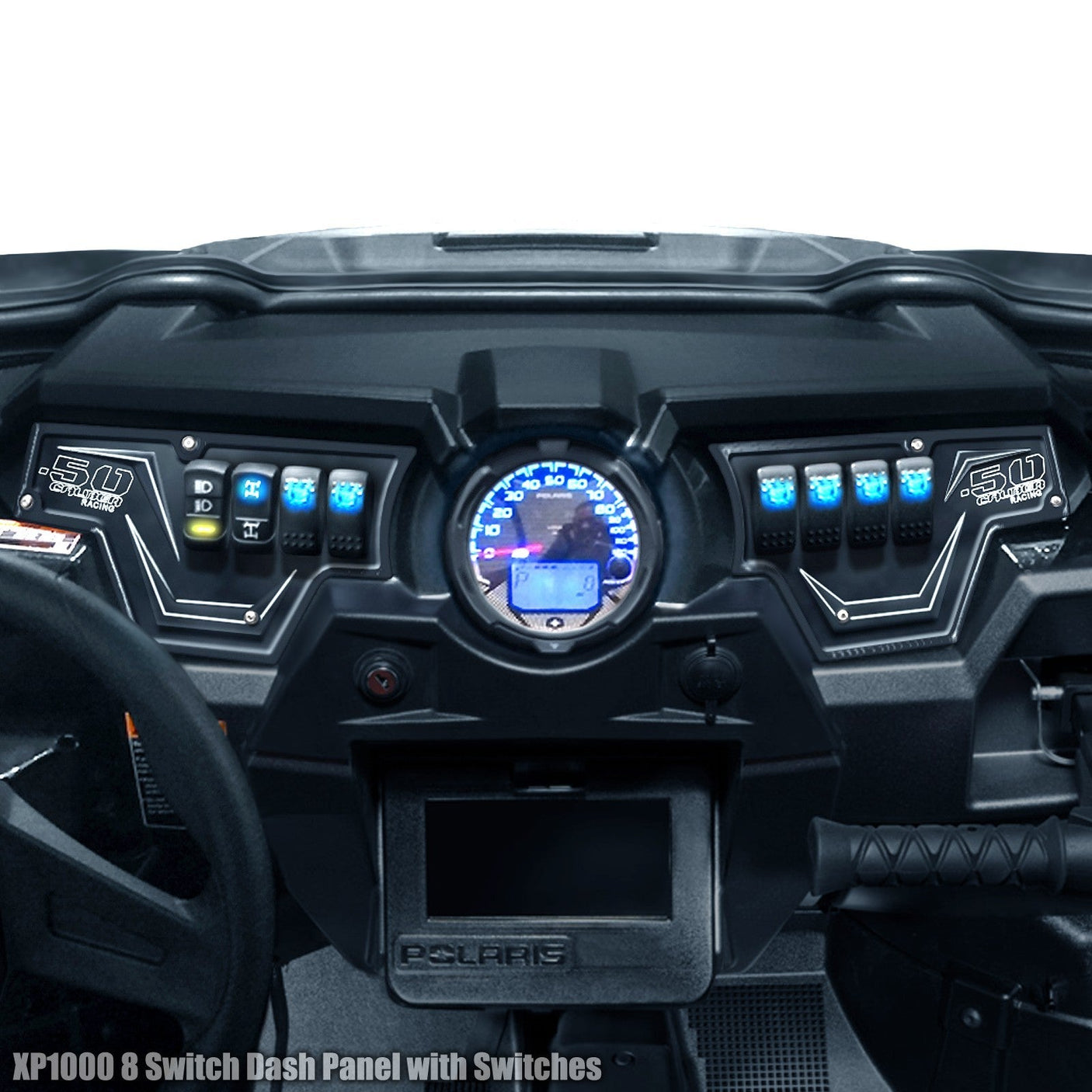 50 Caliber Racing RZR XP1000 8-Switch Billet Aluminum Dash Panel