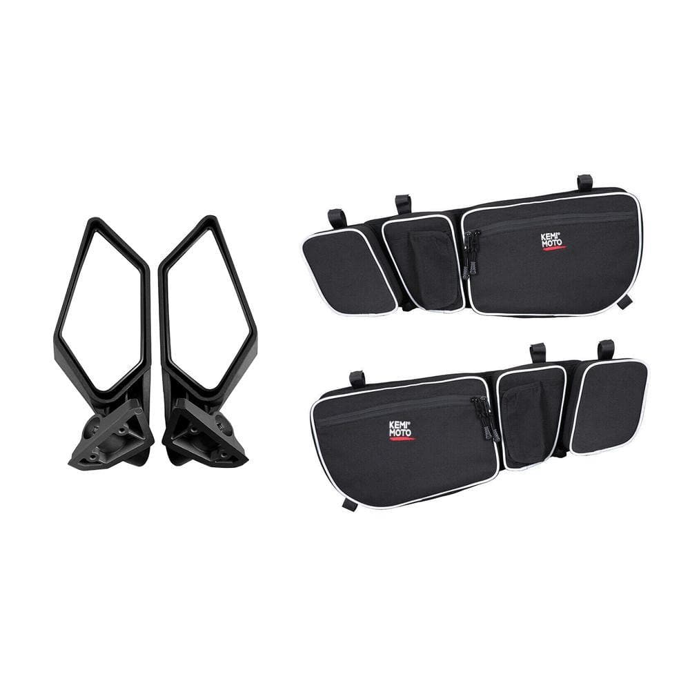 Photo of Rear View Side Mirrors & Door Strorage Bags for Can Am Maverick X3 by Kemimoto - Premium for UTVs / Side by Sides