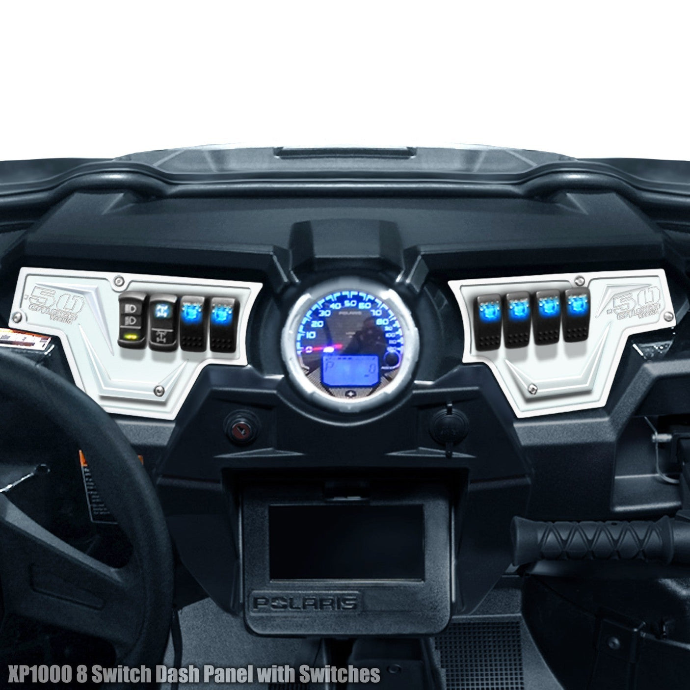 50 Caliber Racing RZR XP1000 8-Switch Billet Aluminum Dash Panel